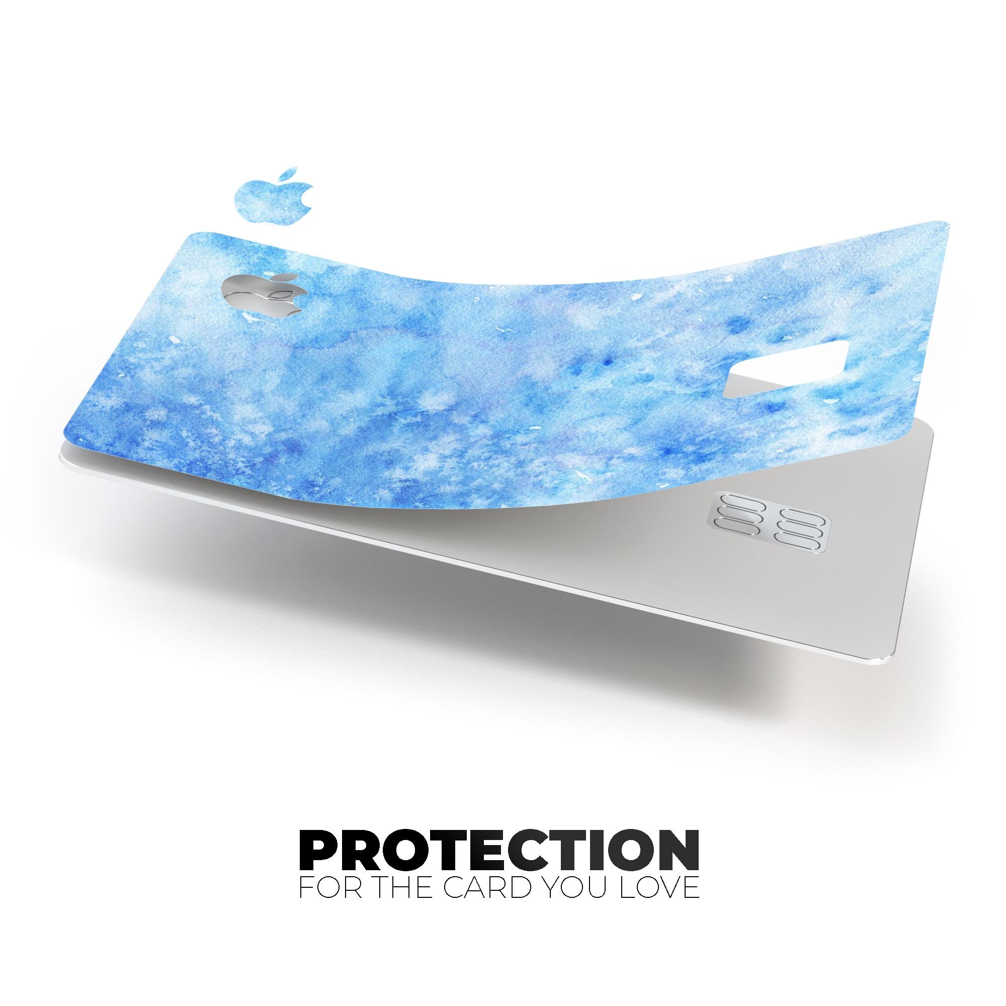 Mixed Blue Absorbed Watercolor Texture decal for Apple Card, showcasing a vibrant design with premium vinyl material.