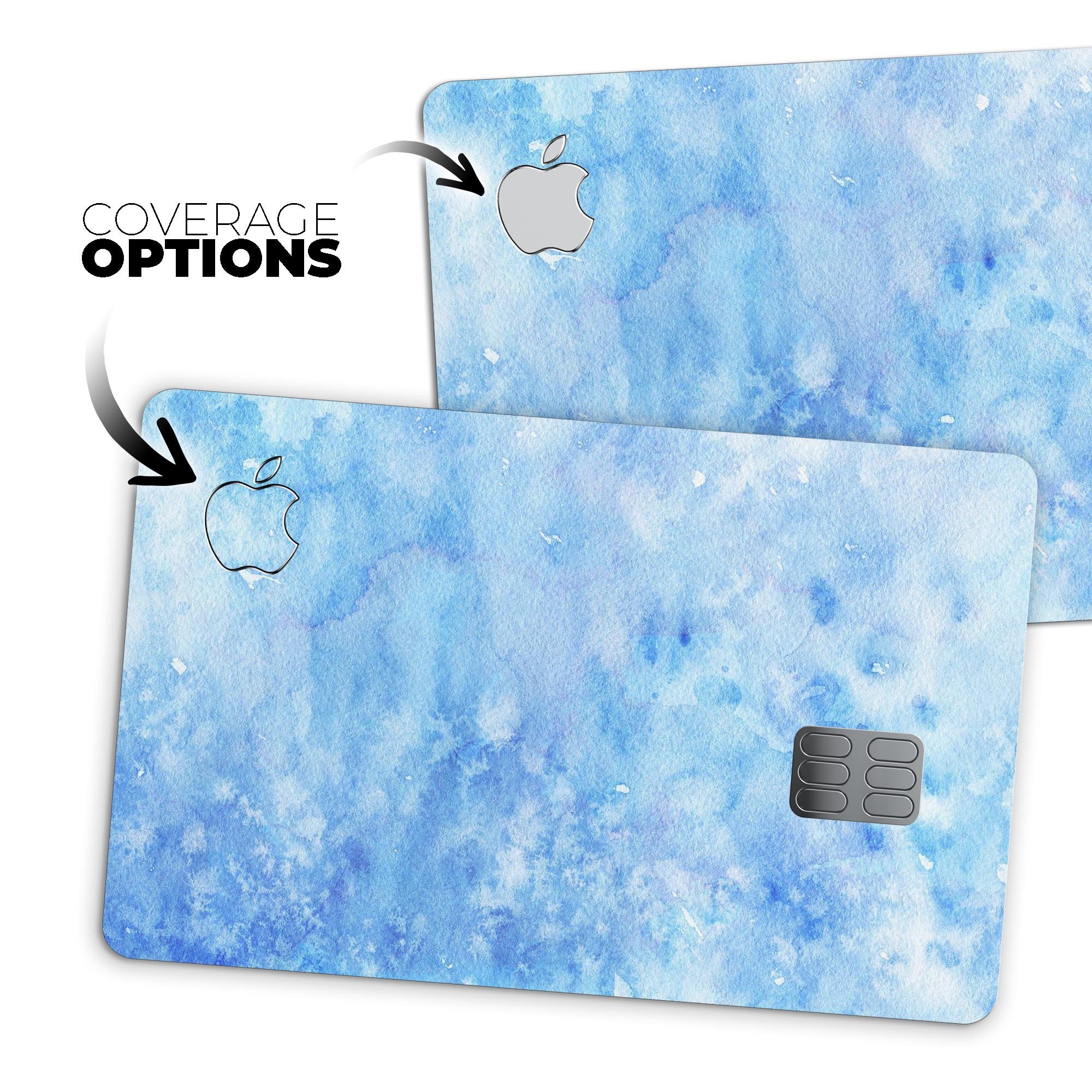 Mixed Blue Absorbed Watercolor Texture decal for Apple Card, showcasing a vibrant design with premium vinyl material.
