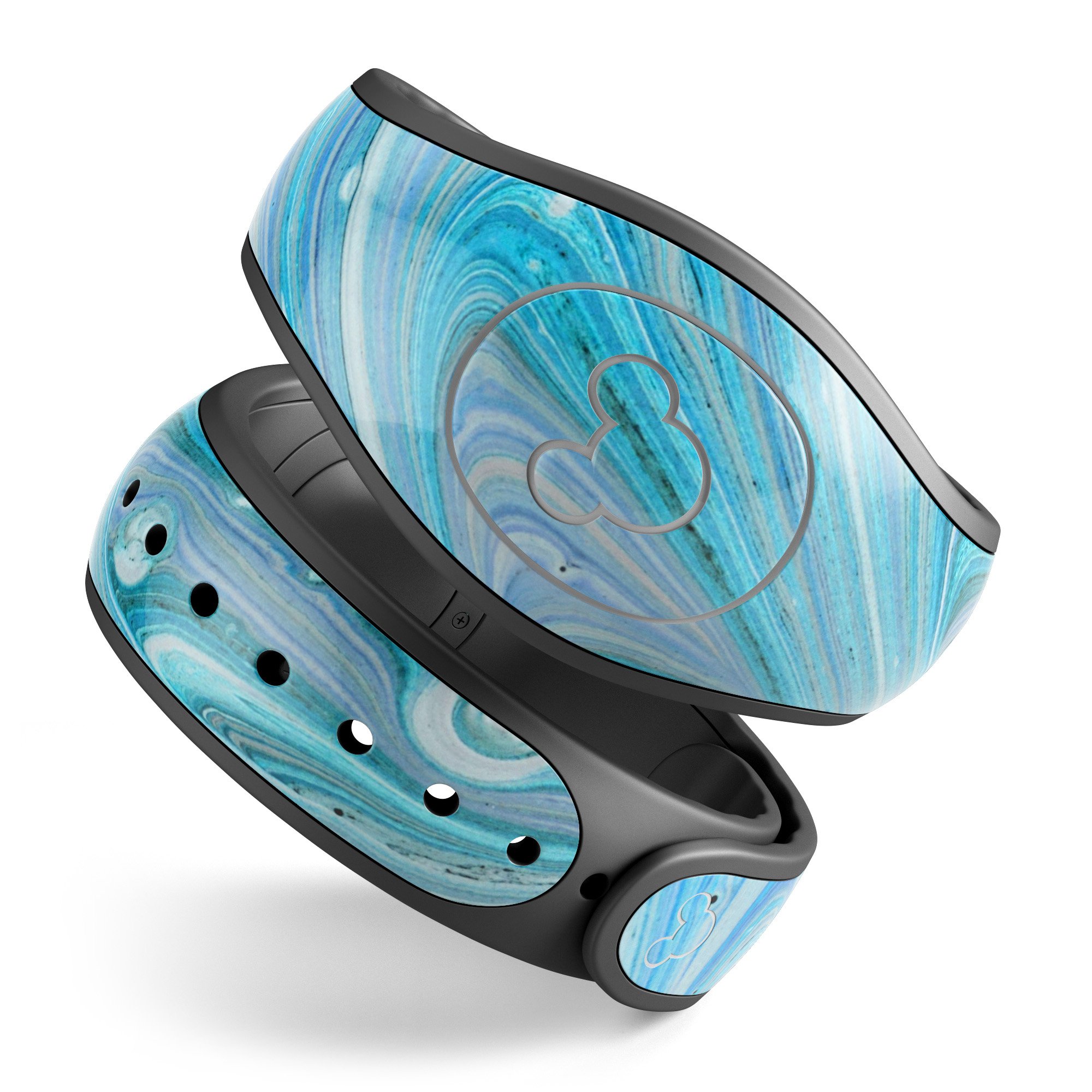 Mixed Blue Oil decal skin wrap kit for Disney Magic Band, showcasing vibrant colors and a stylish design.