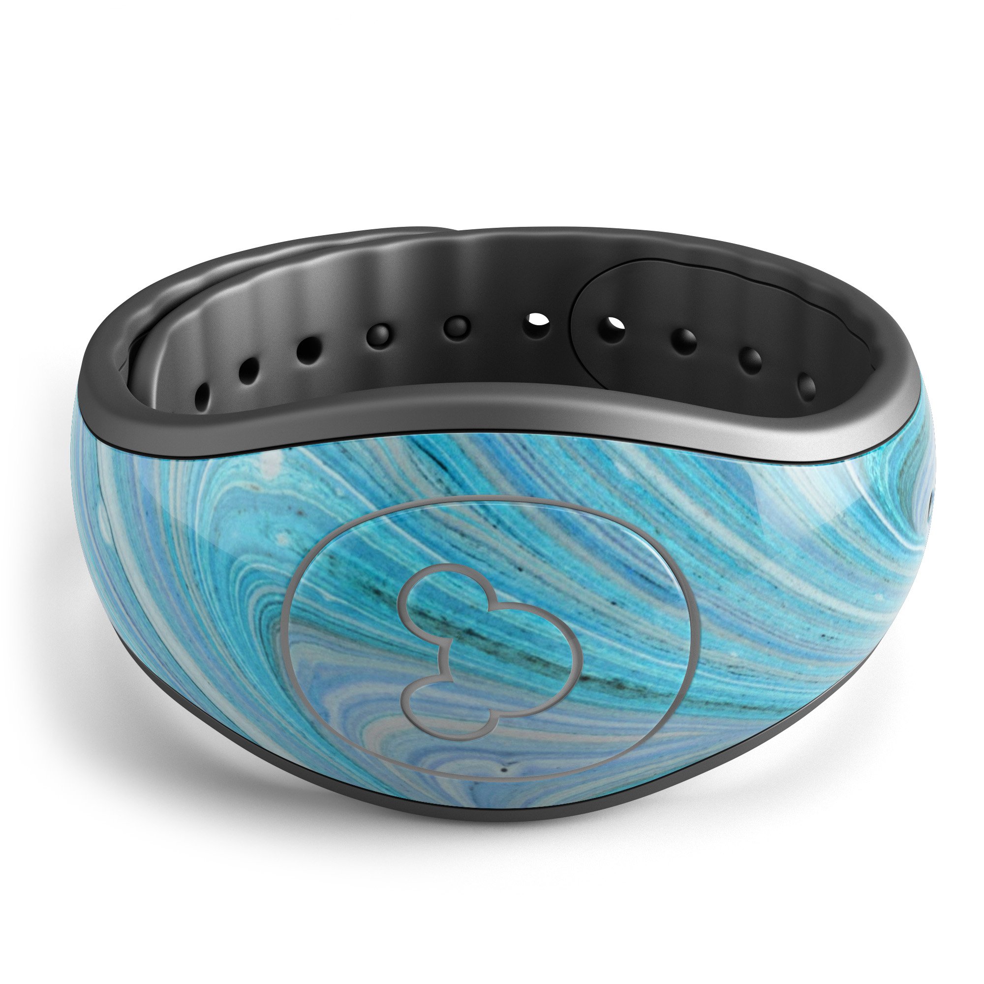 Mixed Blue Oil decal skin wrap kit for Disney Magic Band, showcasing vibrant colors and a stylish design.
