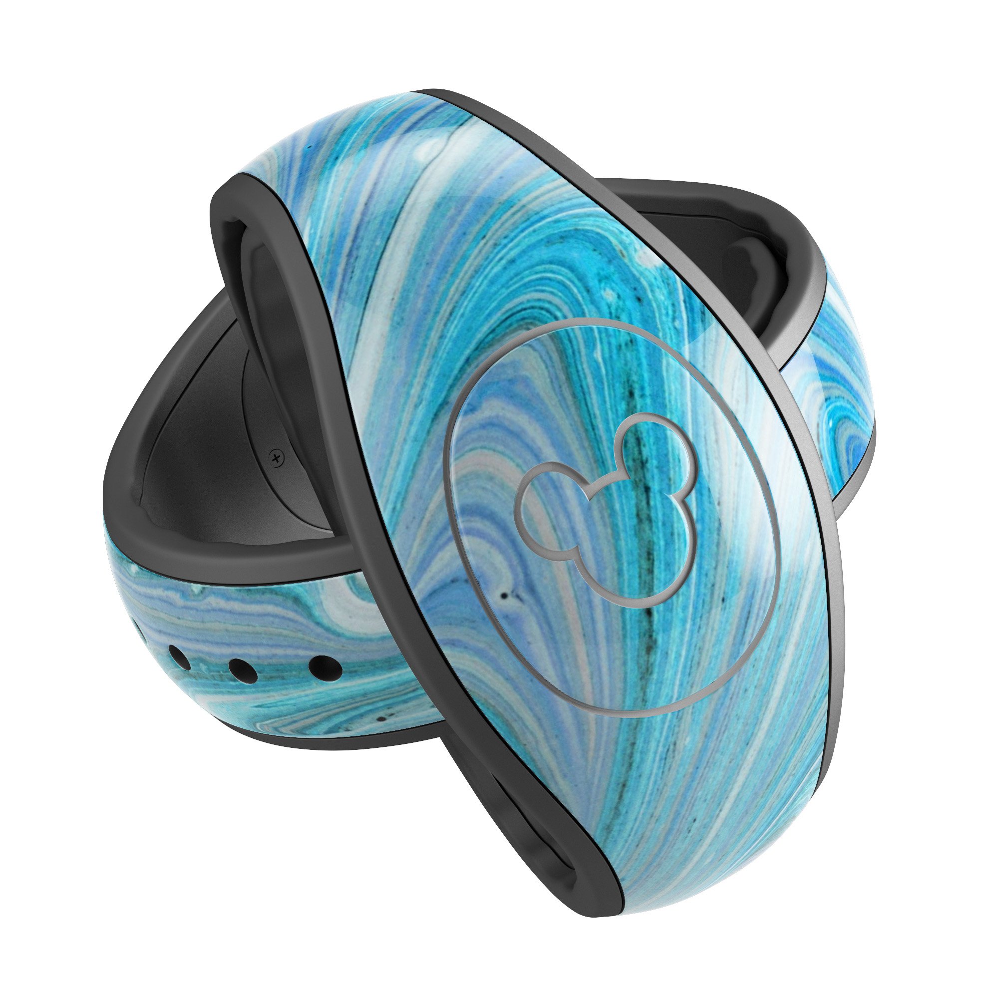 Mixed Blue Oil decal skin wrap kit for Disney Magic Band, showcasing vibrant colors and a stylish design.