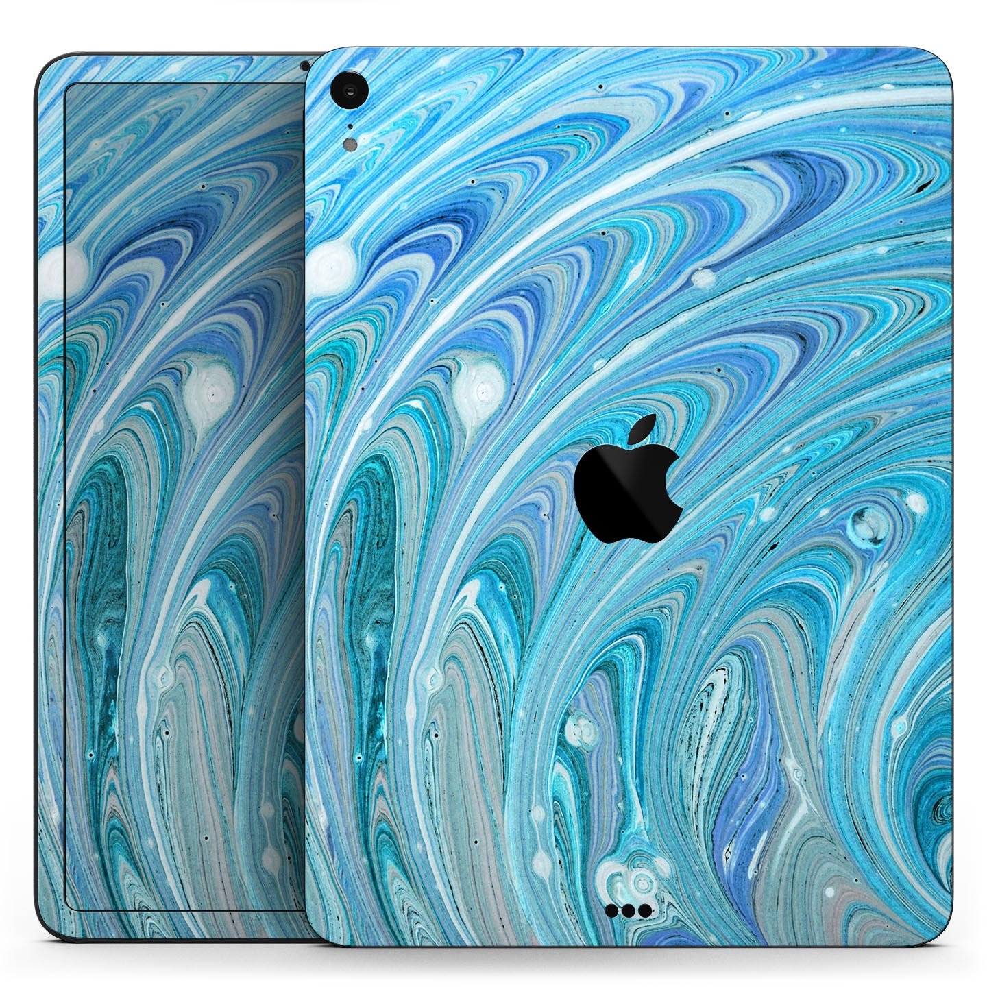 Mixed Blue Oil Full Body Skin Decal for Apple iPad Pro 12.9", showcasing vibrant colors and premium 3M material.