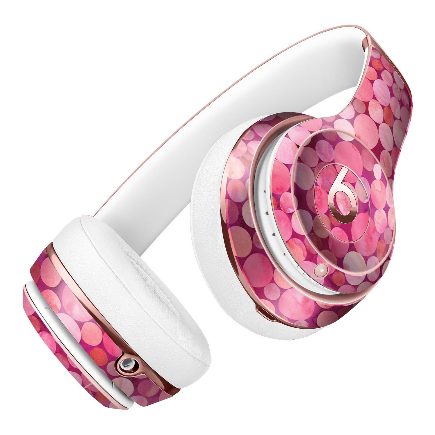 Mixed Pink Watercolor Dots Skin Kit for Beats by Dre Solo 3 Wireless Headphones, showcasing vibrant colors and a sleek design.