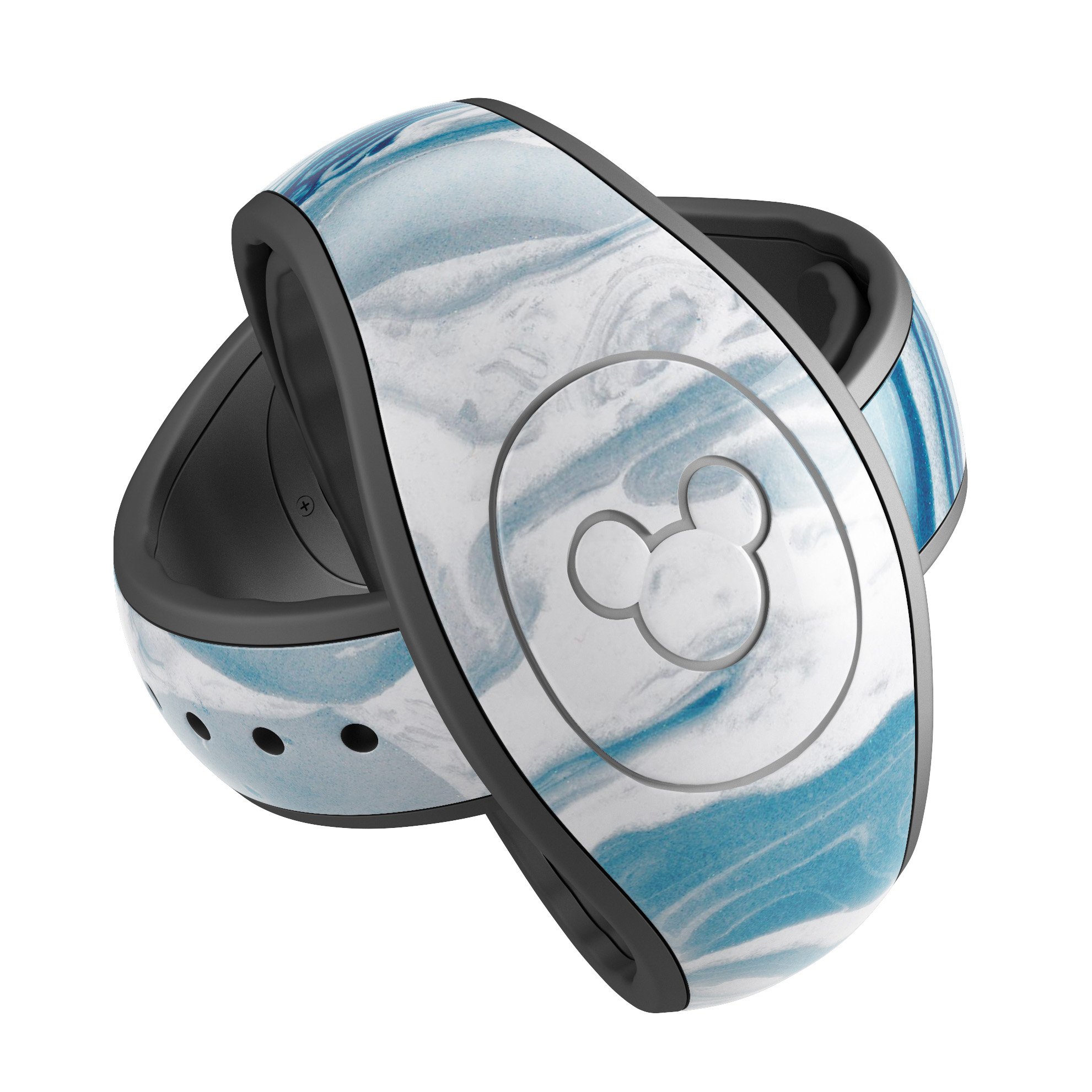 Mixtured Blue 57 Textured Marble decal skin wrap kit for Disney Magic Band, showcasing a stylish marble design.