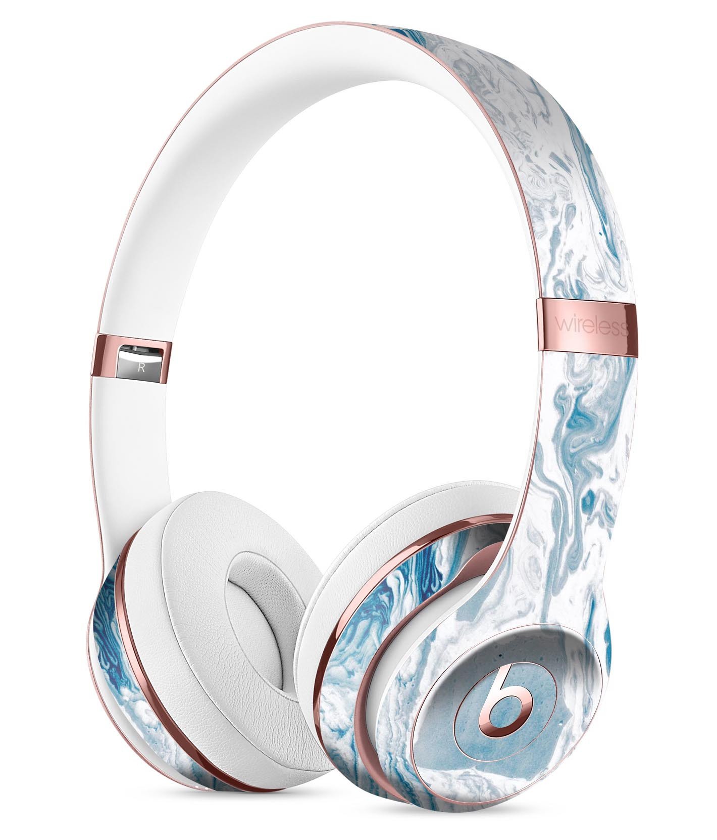 Mixtured Blue 57 Textured Marble Full-Body Skin Kit for Beats by Dre Solo 3 Wireless Headphones, showcasing a stylish marble design.