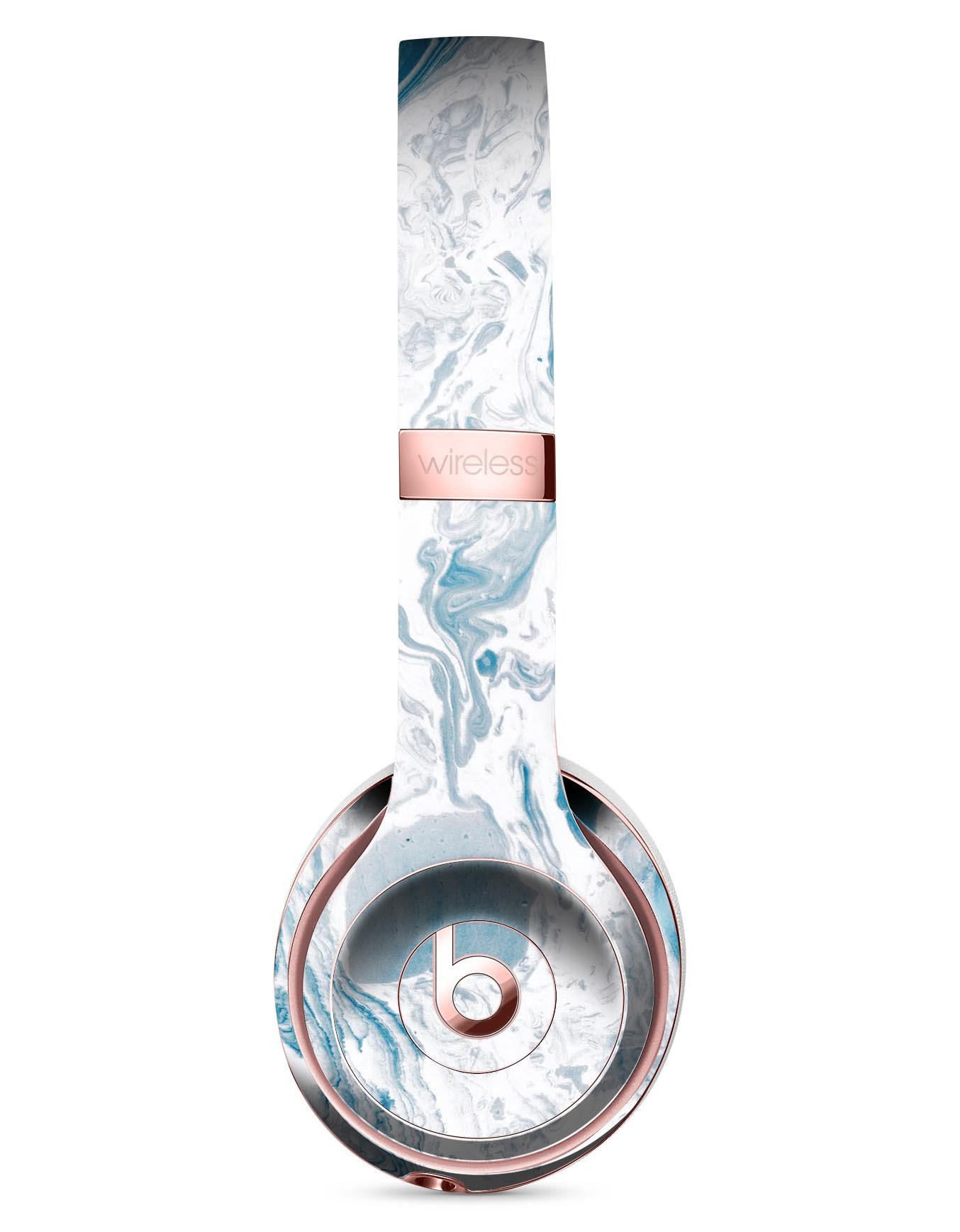 Mixtured Blue 57 Textured Marble Full-Body Skin Kit for Beats by Dre Solo 3 Wireless Headphones, showcasing a stylish marble design.
