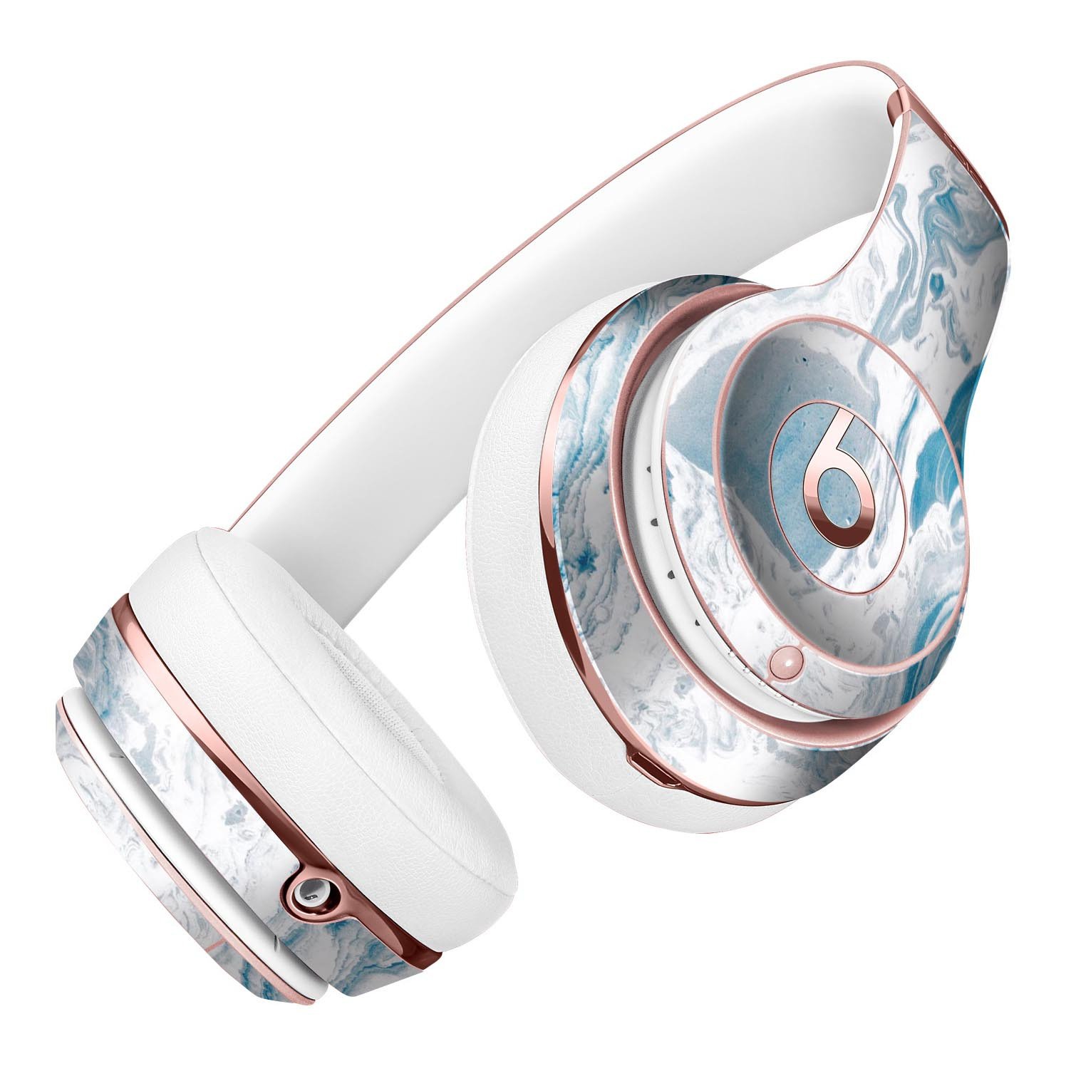 Mixtured Blue 57 Textured Marble Full-Body Skin Kit for Beats by Dre Solo 3 Wireless Headphones, showcasing a stylish marble design.
