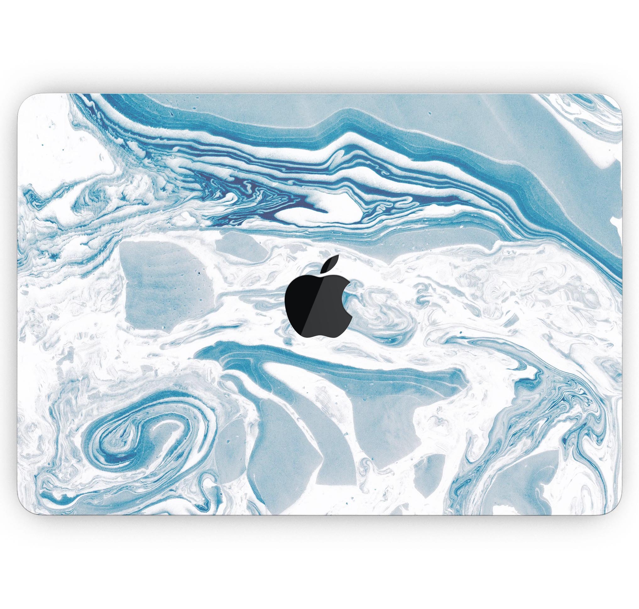 Mixtured Blue 57 Textured Marble skin decal wrap kit for MacBook, showcasing a stylish marble design with a glossy finish.
