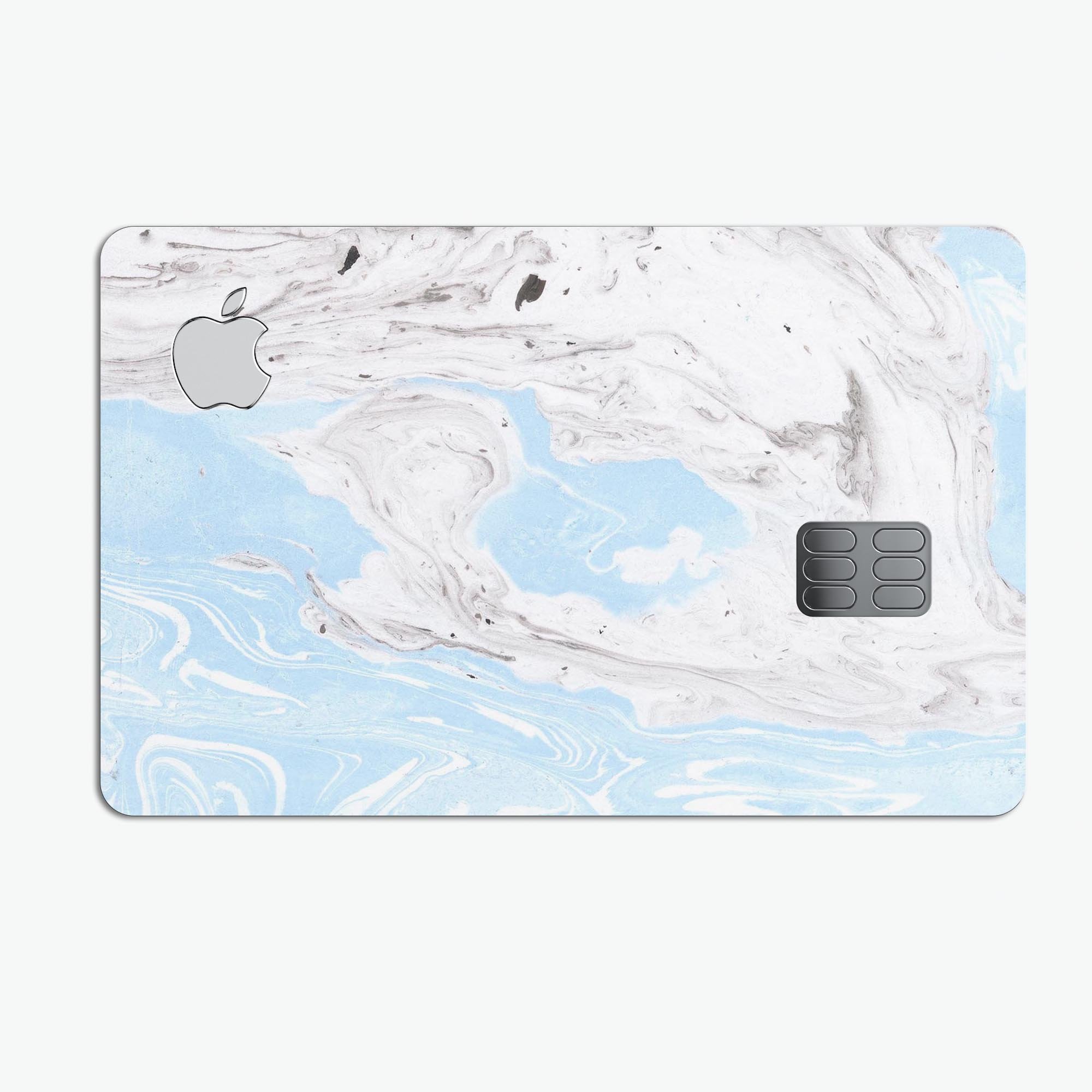Mixtured Blue and Gray v3 Textured Marble decal applied on an Apple Card, showcasing its premium design and protective features.