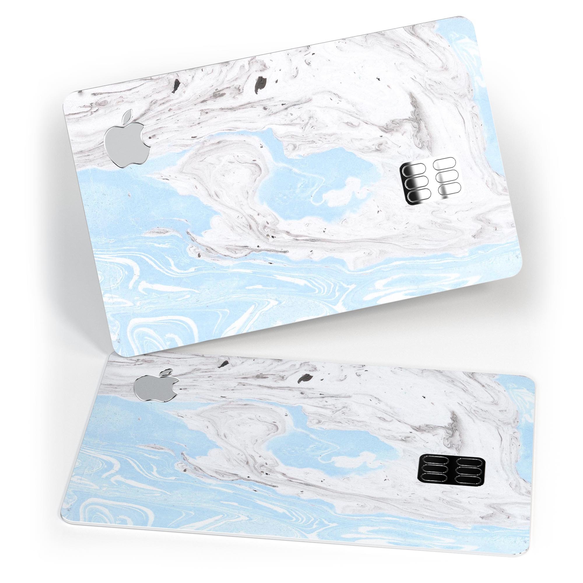Mixtured Blue and Gray v3 Textured Marble decal applied on an Apple Card, showcasing its premium design and protective features.