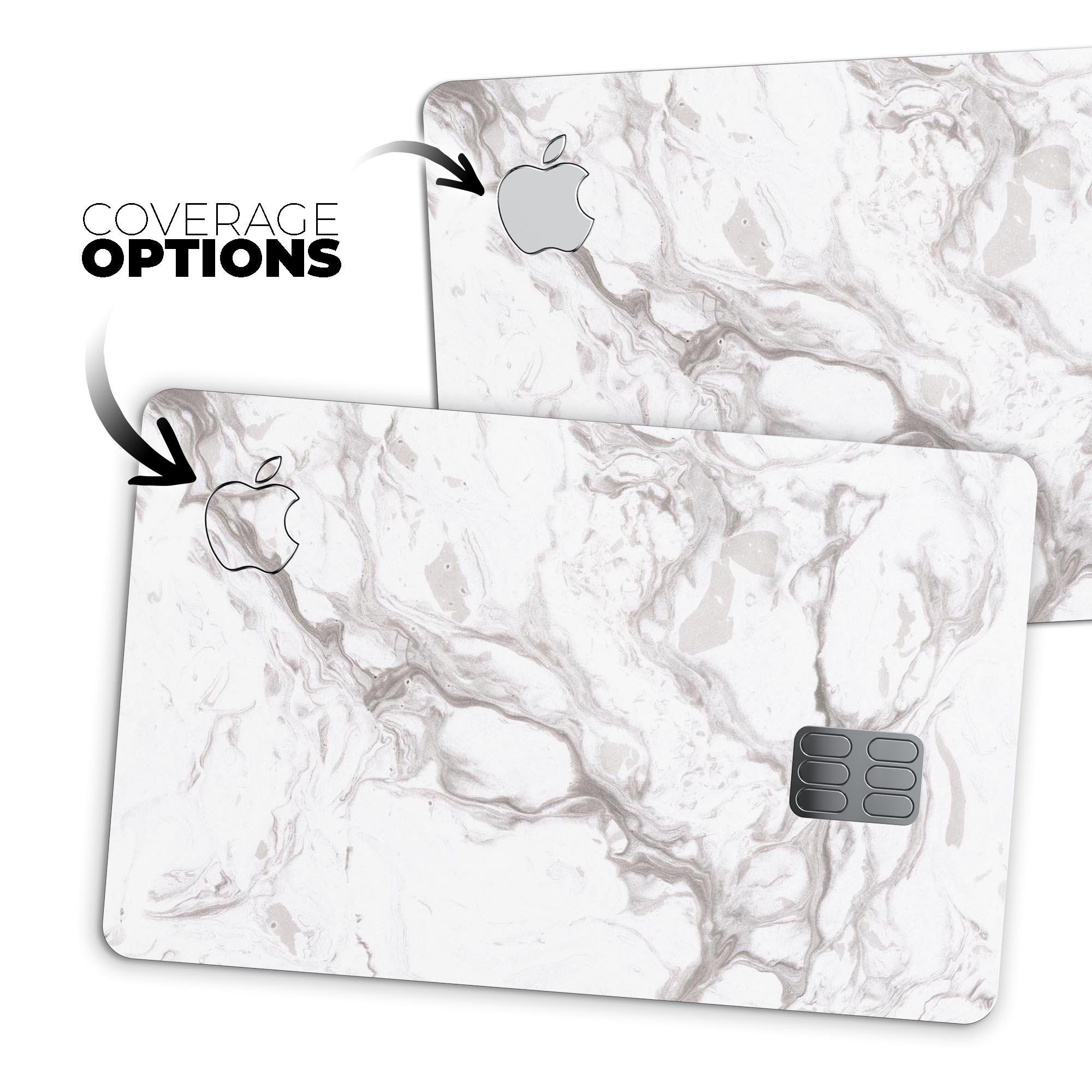 Mixtured Gray 157 Textured Marble skin applied to an Apple Card, showcasing its premium design and protective features.