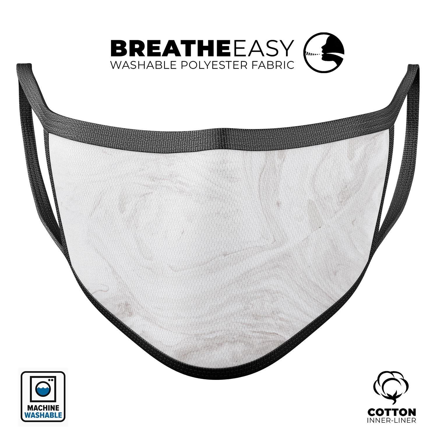 Mixtured Gray 40 Textured Marble mouth cover, showcasing a stylish design with adjustable ear loops for a comfortable fit.