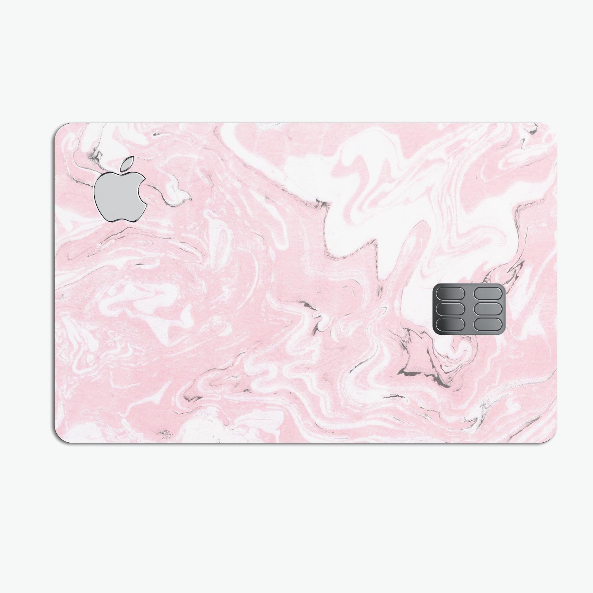 Mixtured Gray and Pink v9 Textured Marble decal applied to an Apple Card, showcasing its stylish design and premium finish.
