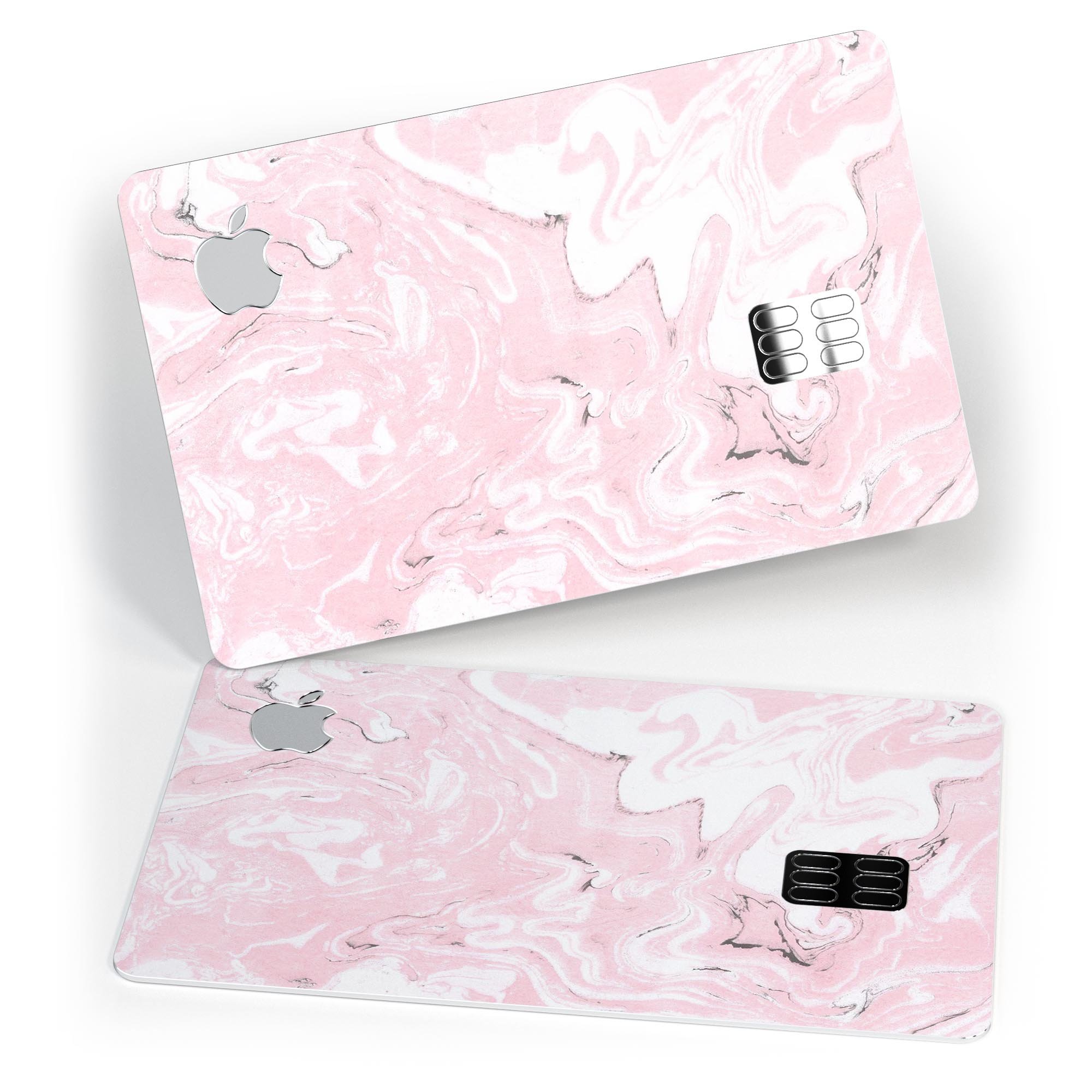 Mixtured Gray and Pink v9 Textured Marble decal applied to an Apple Card, showcasing its stylish design and premium finish.