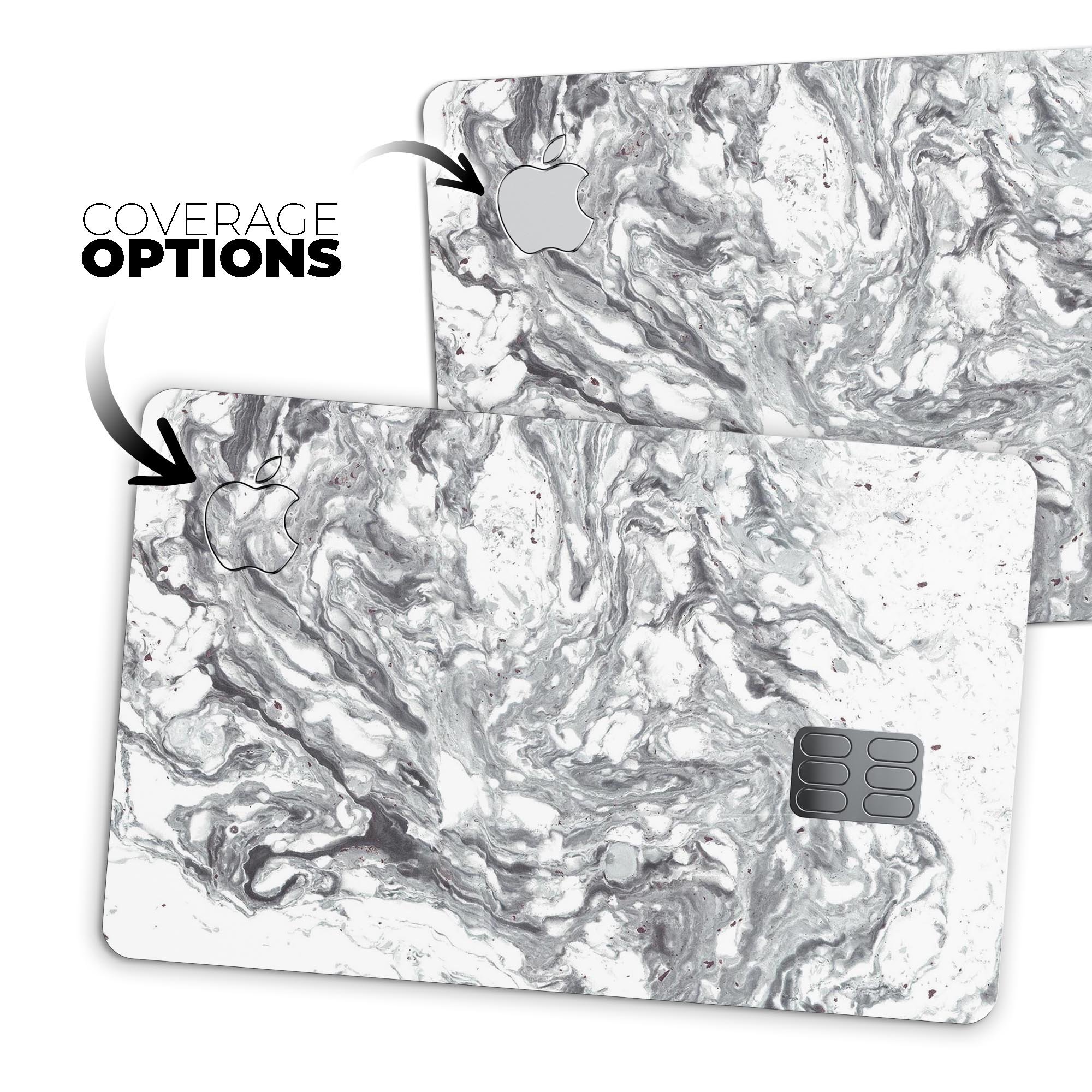 Mixtured Gray v5 Textured Marble skin applied on an Apple Card, showcasing its premium design and protective features.