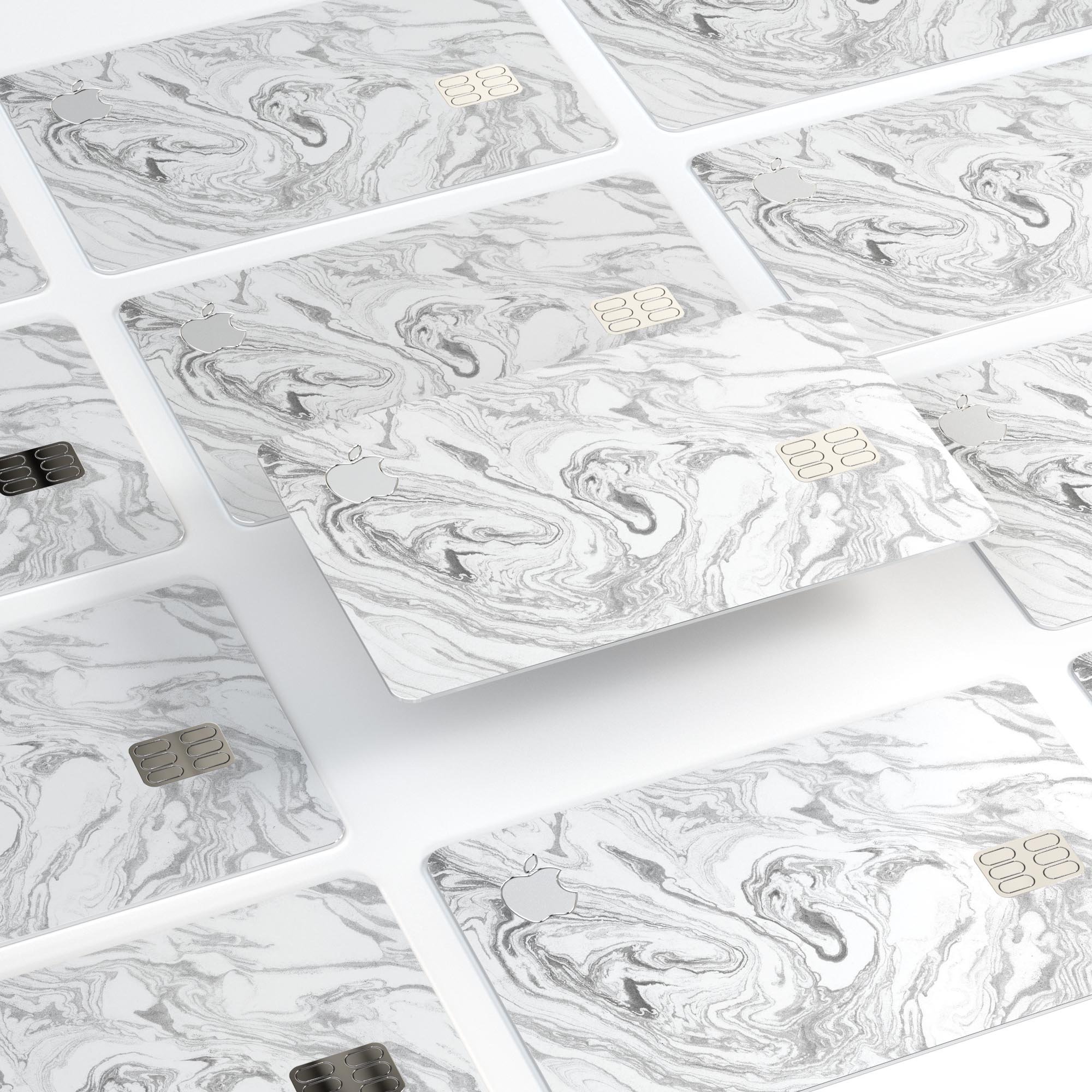 Mixtured Gray v7 Textured Marble skin applied to an Apple Card, showcasing its premium design and protective features.