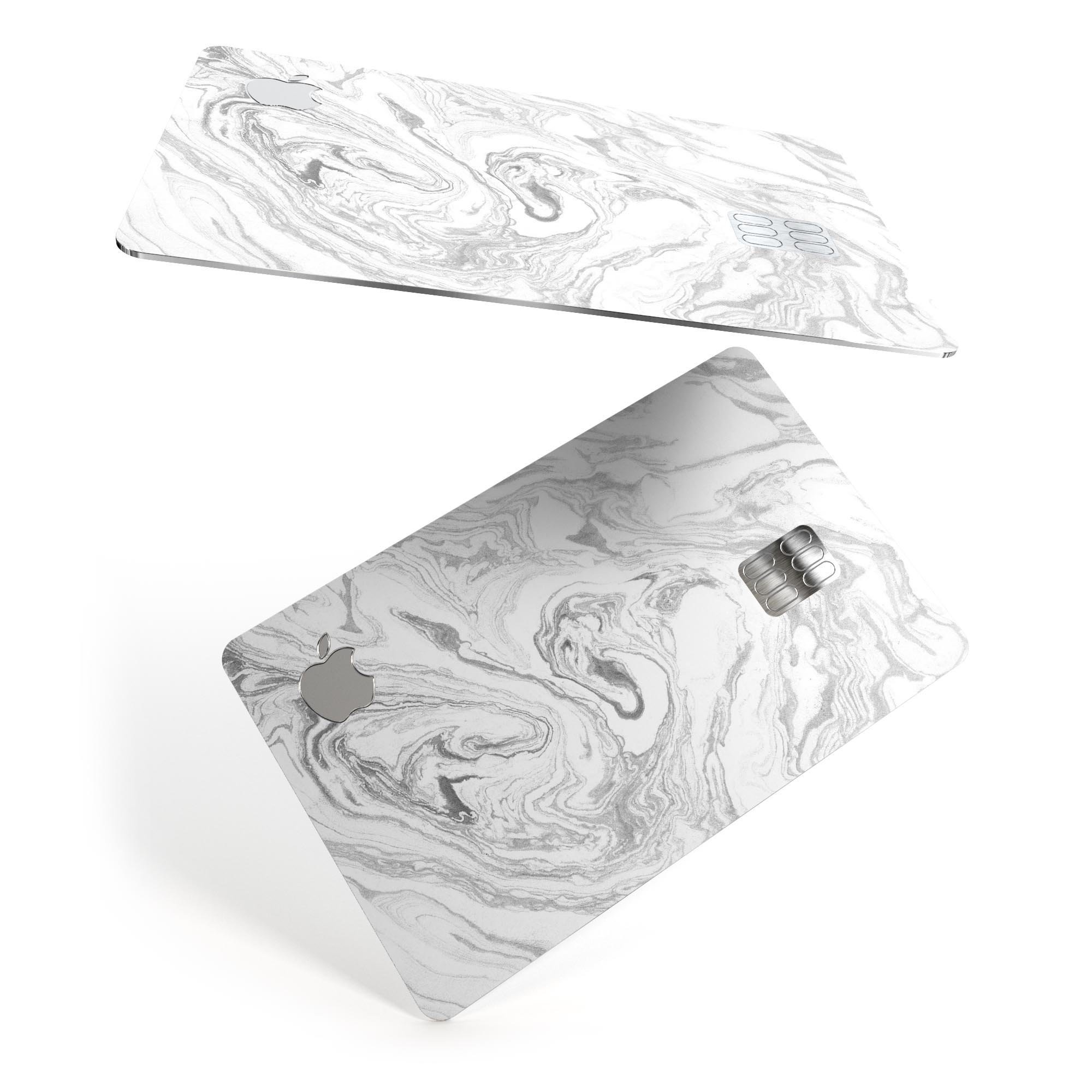 Mixtured Gray v7 Textured Marble skin applied to an Apple Card, showcasing its premium design and protective features.