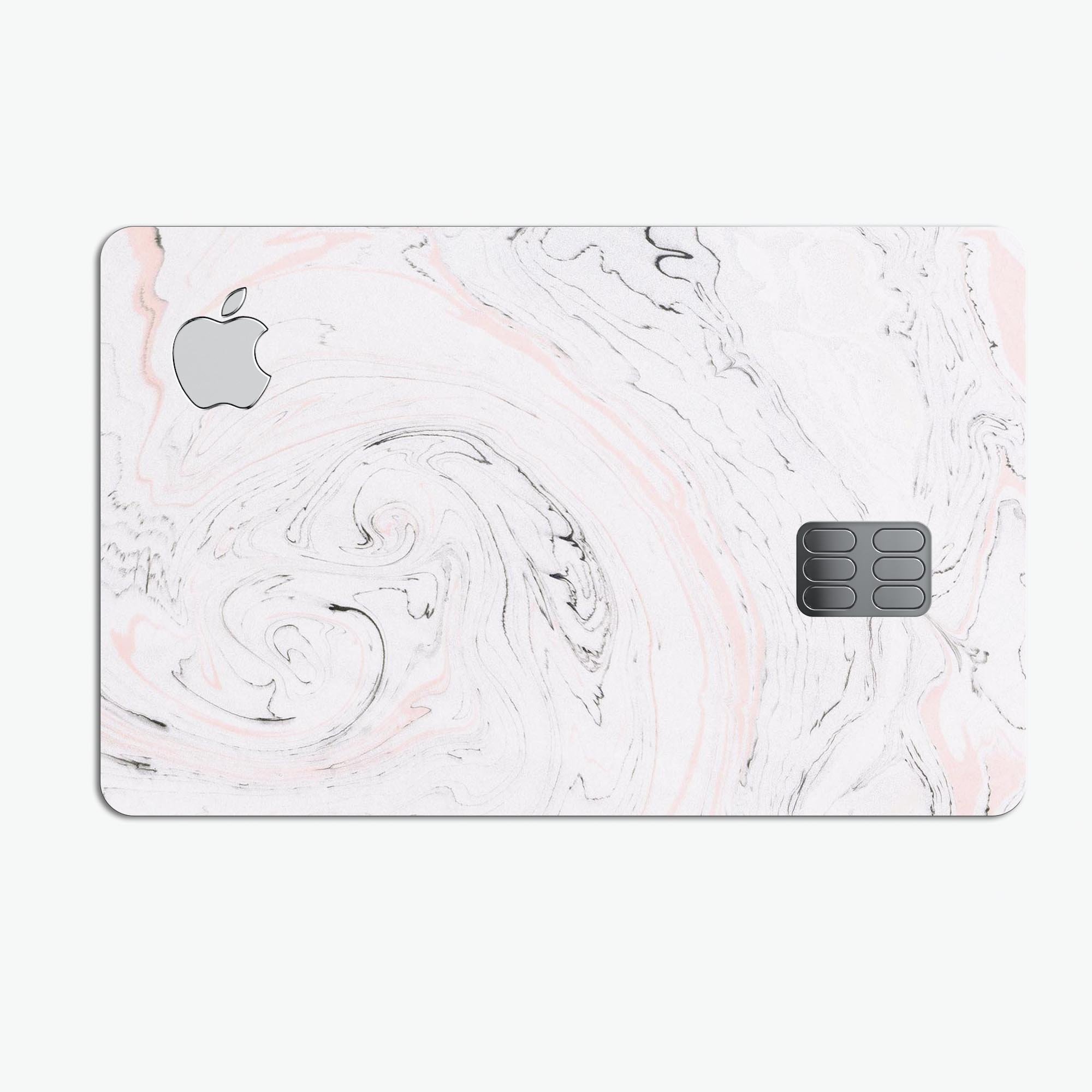 Mixtured Pink and Gray 24 Textured Marble decal on an Apple Card, showcasing its stylish design and premium quality.
