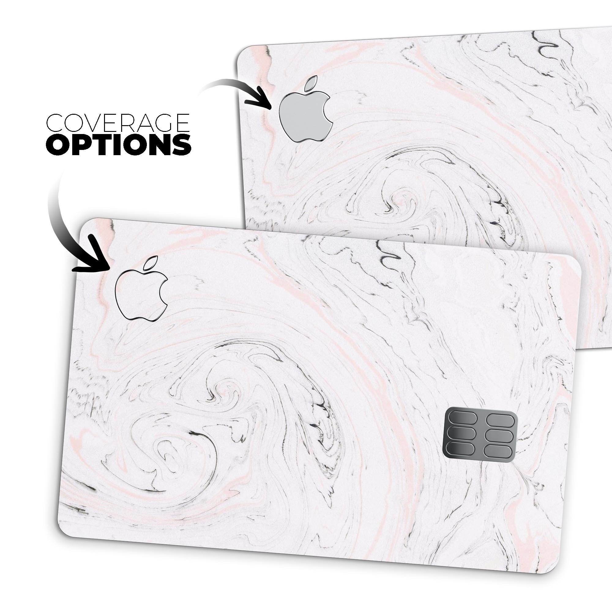 Mixtured Pink and Gray 24 Textured Marble decal on an Apple Card, showcasing its stylish design and premium quality.