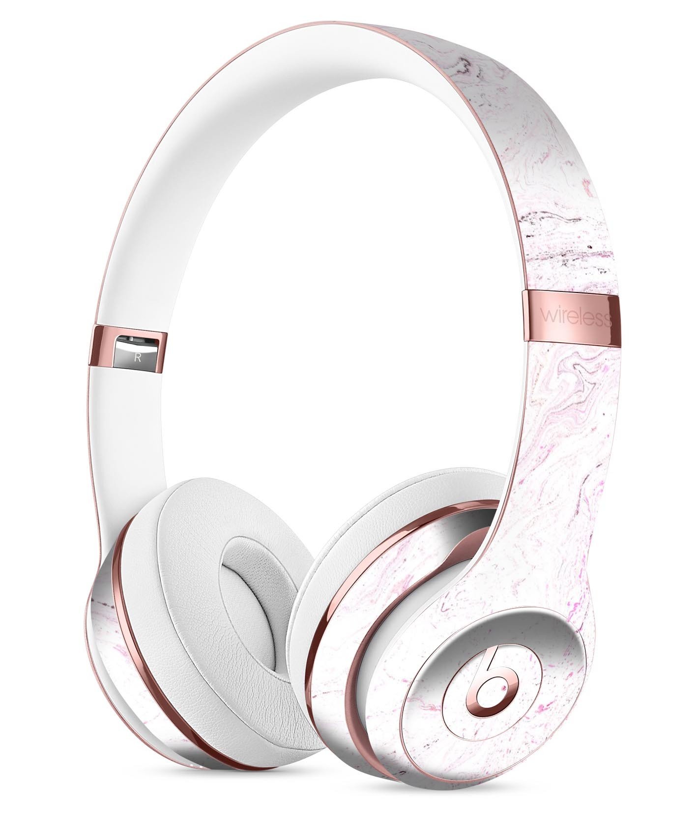 Mixtured Pink Textured Marble Full-Body Skin Kit for Beats by Dre Solo 3 Wireless Headphones, showcasing a stylish marble design.