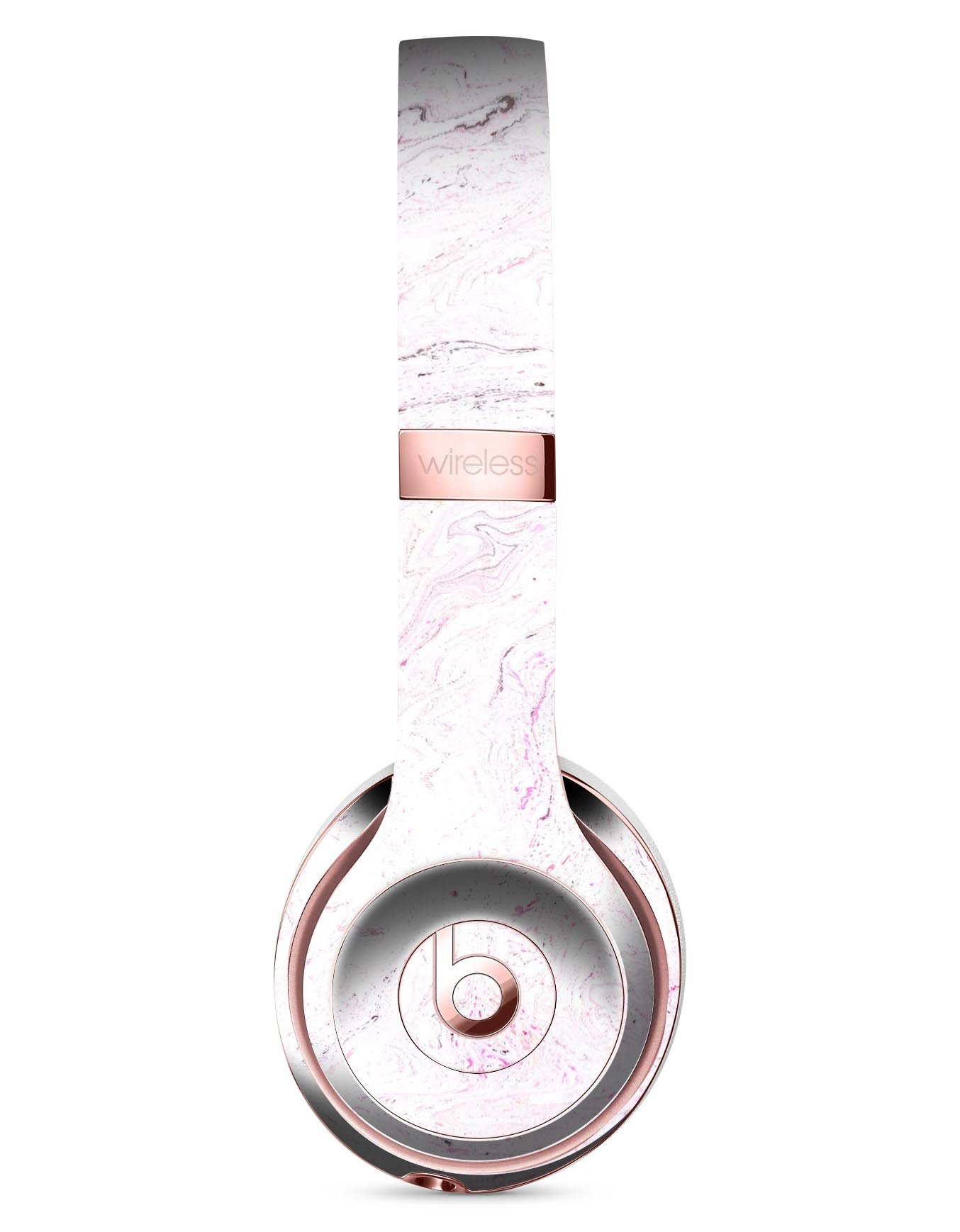Mixtured Pink Textured Marble Full-Body Skin Kit for Beats by Dre Solo 3 Wireless Headphones, showcasing a stylish marble design.