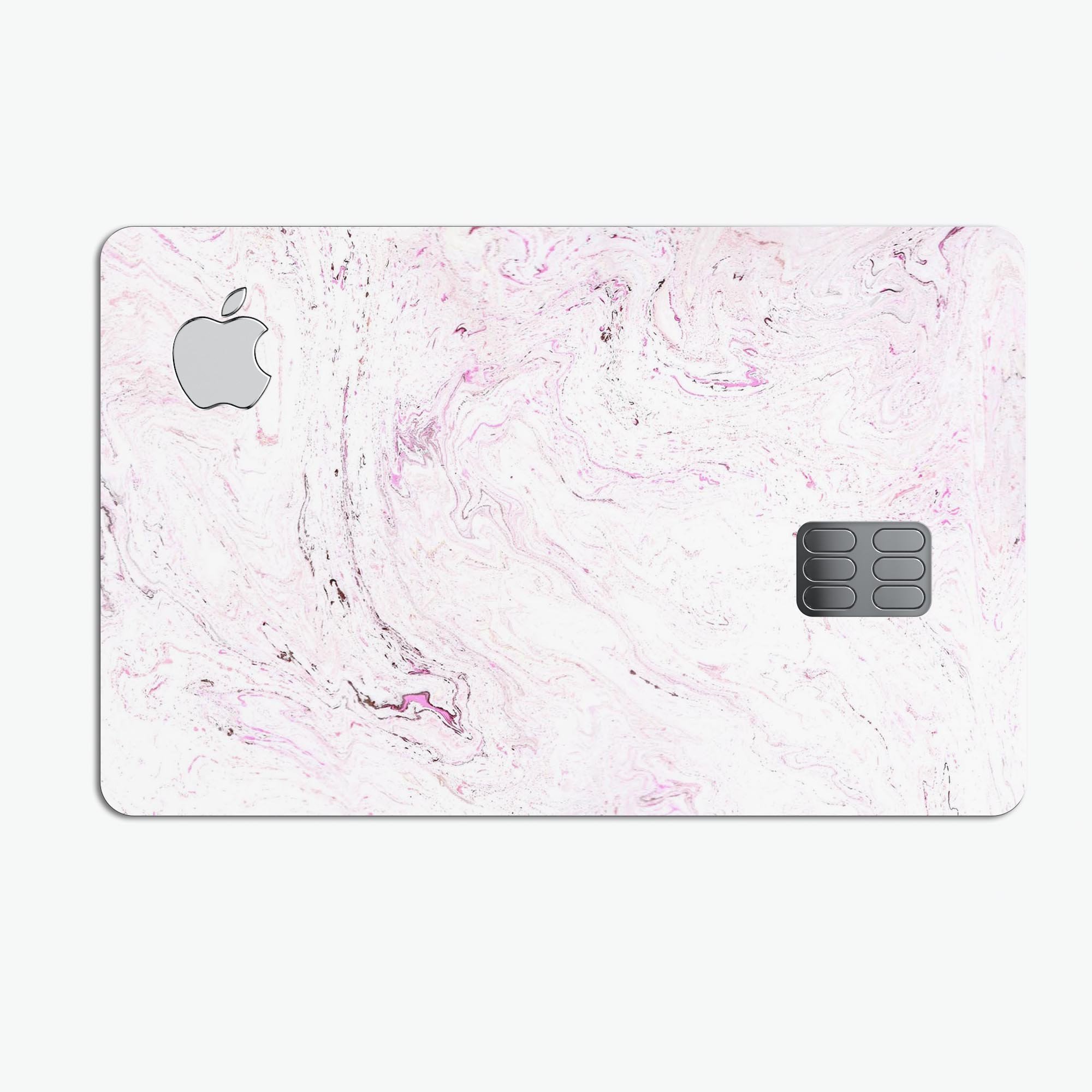 Mixtured Pink Textured Marble skin applied to an Apple Card, showcasing its vibrant design and protective features.