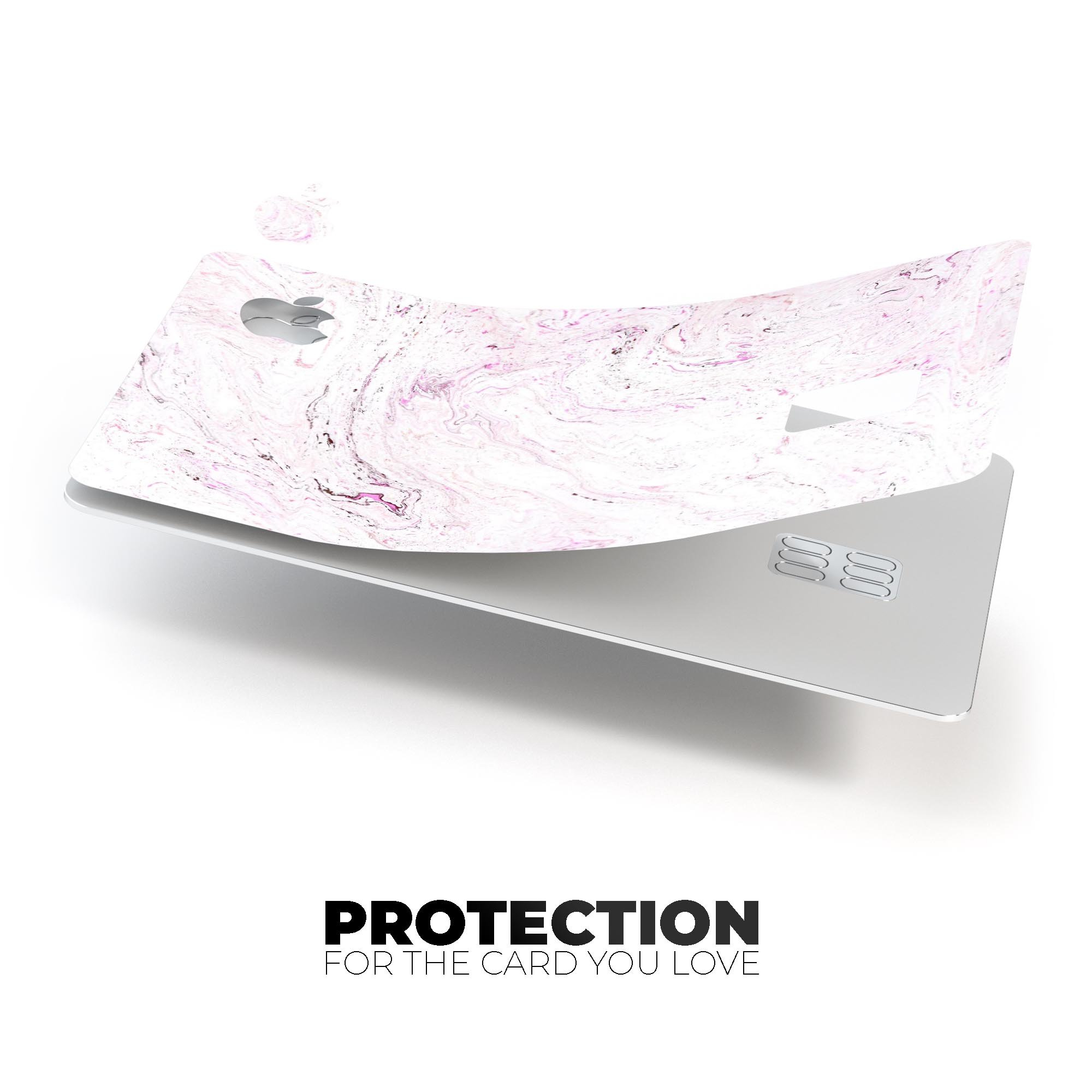 Mixtured Pink Textured Marble skin applied to an Apple Card, showcasing its vibrant design and protective features.