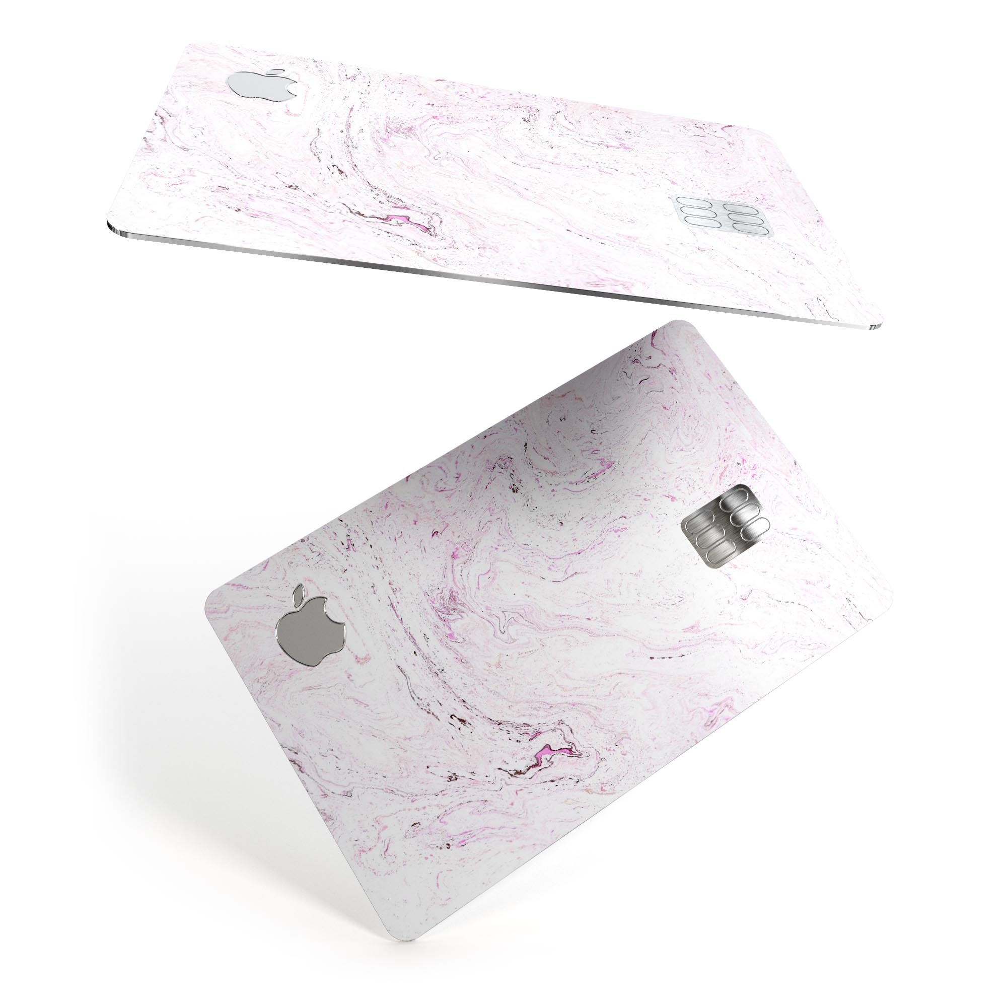 Mixtured Pink Textured Marble skin applied to an Apple Card, showcasing its vibrant design and protective features.