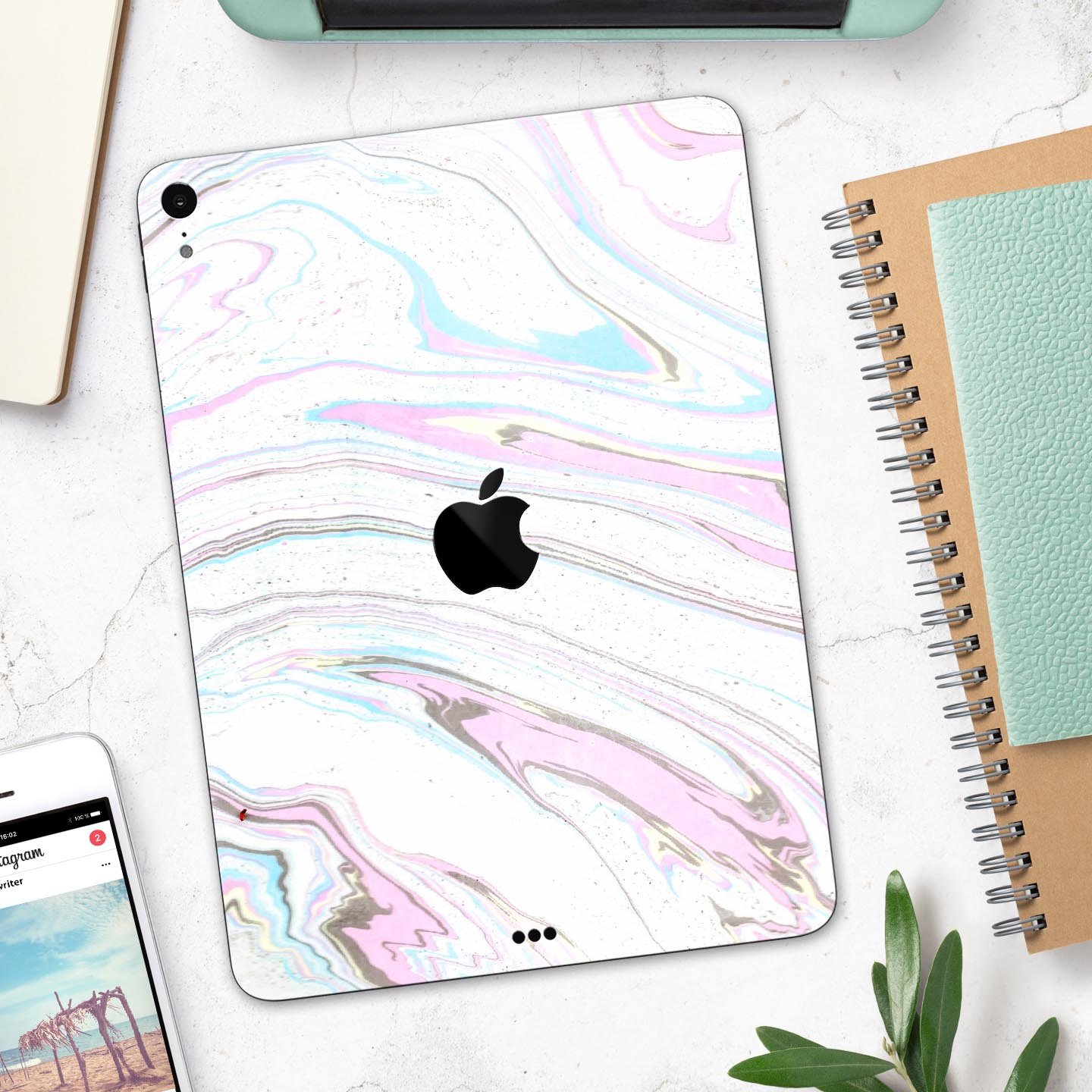 Mixtured Textured Marble v5 skin decal for Apple iPad, showcasing its elegant marble design and premium finish.