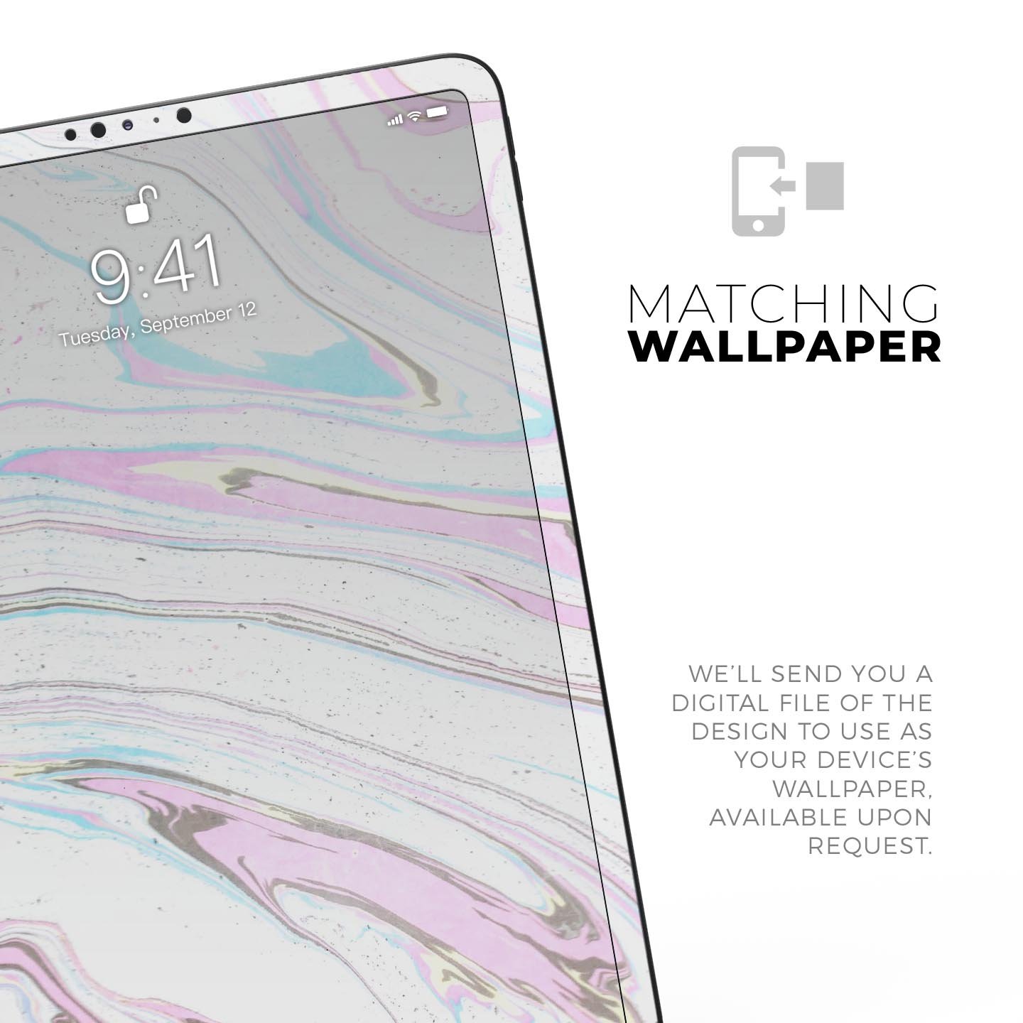 Mixtured Textured Marble v5 skin decal for Apple iPad, showcasing its elegant marble design and premium finish.