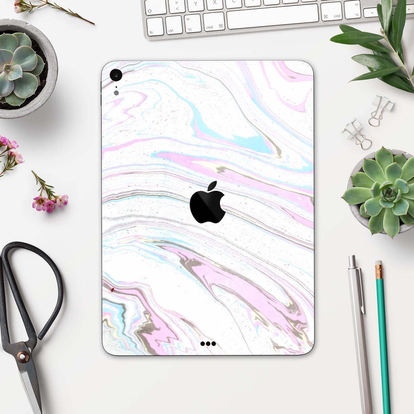 Mixtured Textured Marble v5 skin decal for Apple iPad, showcasing its elegant marble design and premium finish.