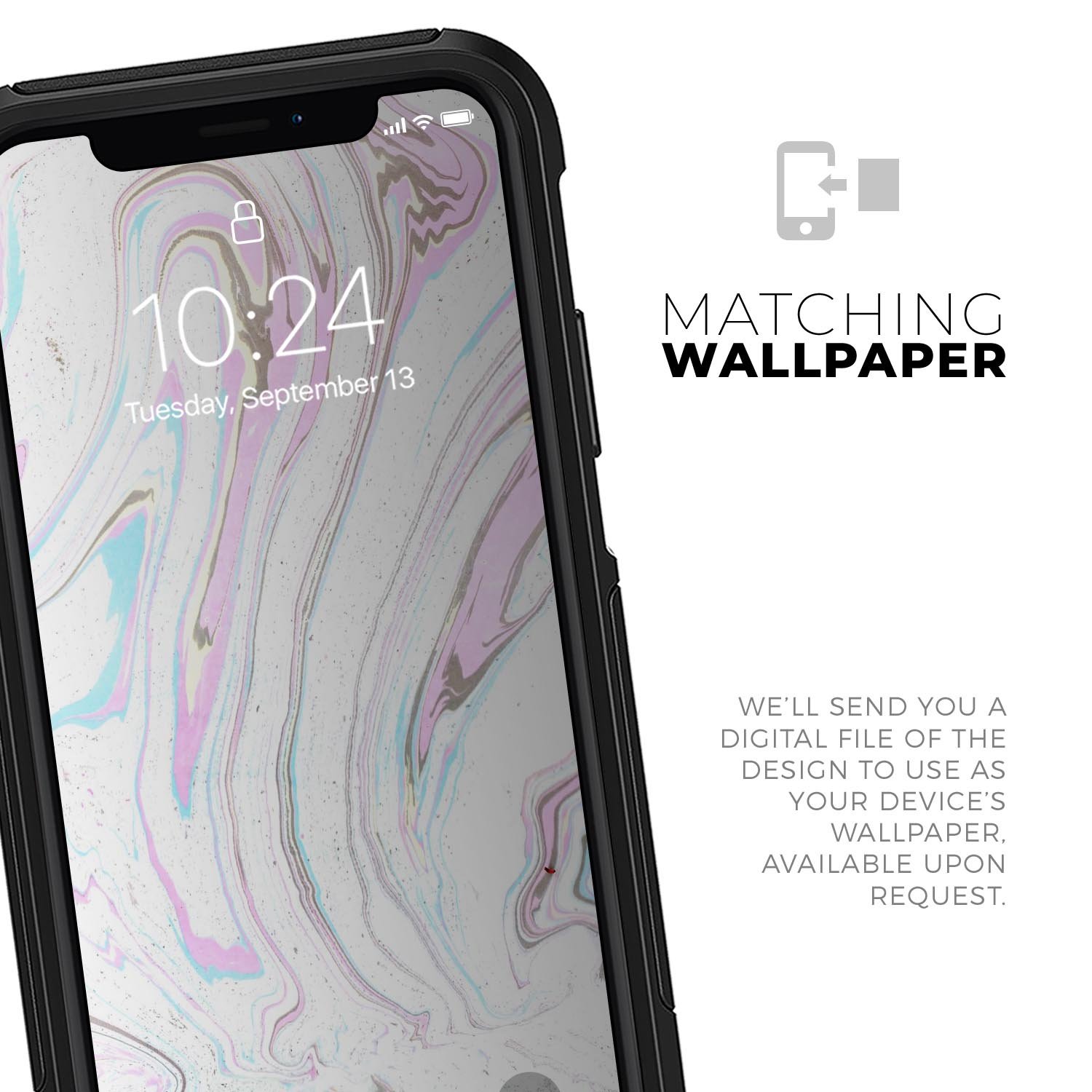 Mixtured Textured Marble v5 Skin Kit for iPhone OtterBox Cases featuring a stylish marble design and ultra-thin protection.
