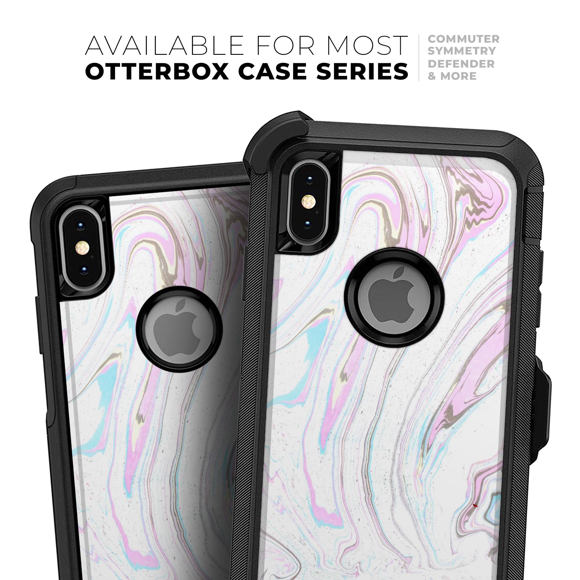 Mixtured Textured Marble v5 Skin Kit for iPhone OtterBox Cases featuring a stylish marble design and ultra-thin protection.