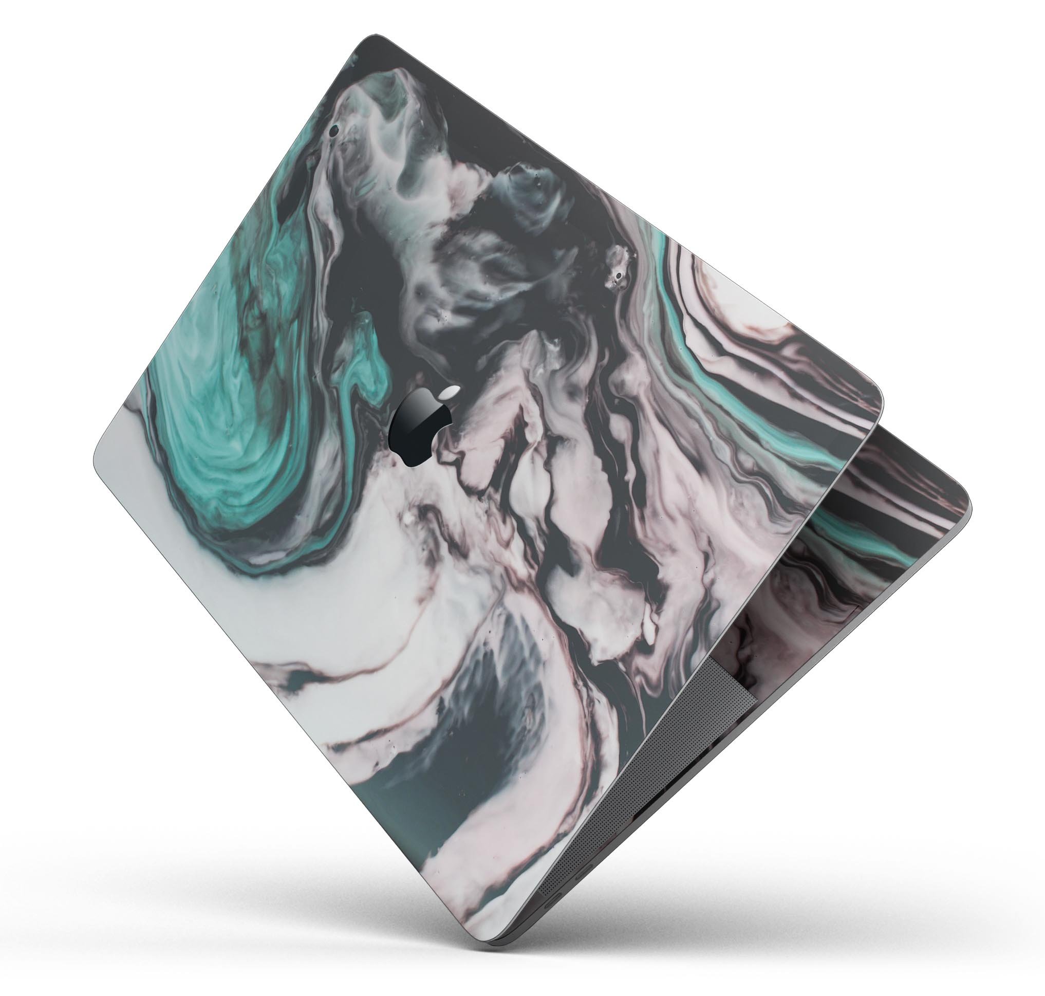Modern Marble Aqua Mix V10 skin decal wrap kit for MacBook, showcasing a stylish marble design with a premium vinyl finish.