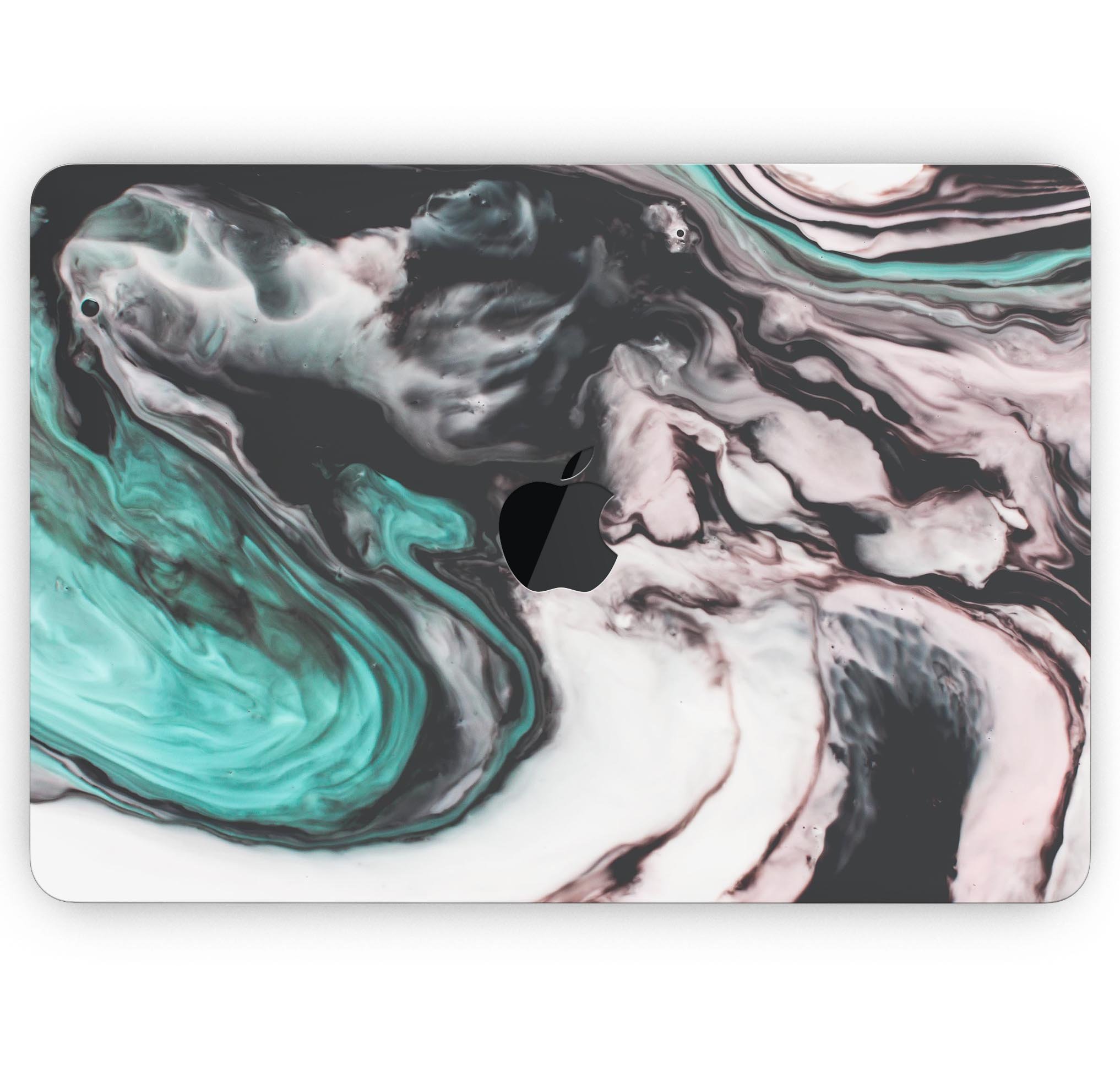 Modern Marble Aqua Mix V10 skin decal wrap kit for MacBook, showcasing a stylish marble design with a premium vinyl finish.