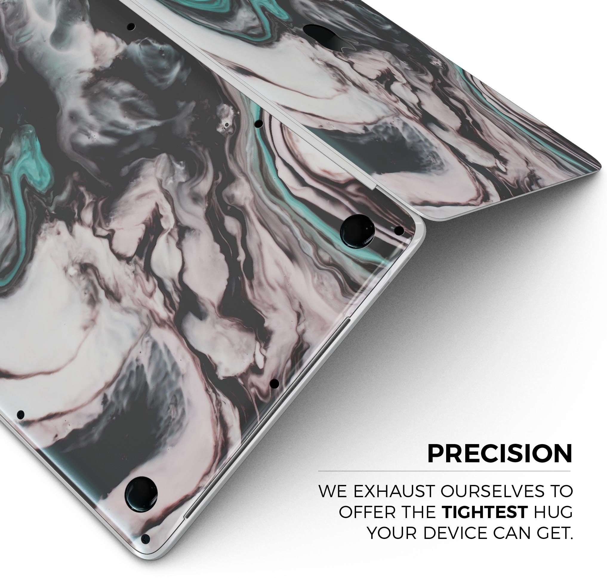 Modern Marble Aqua Mix V10 skin decal wrap kit for MacBook, showcasing a stylish marble design with a premium vinyl finish.