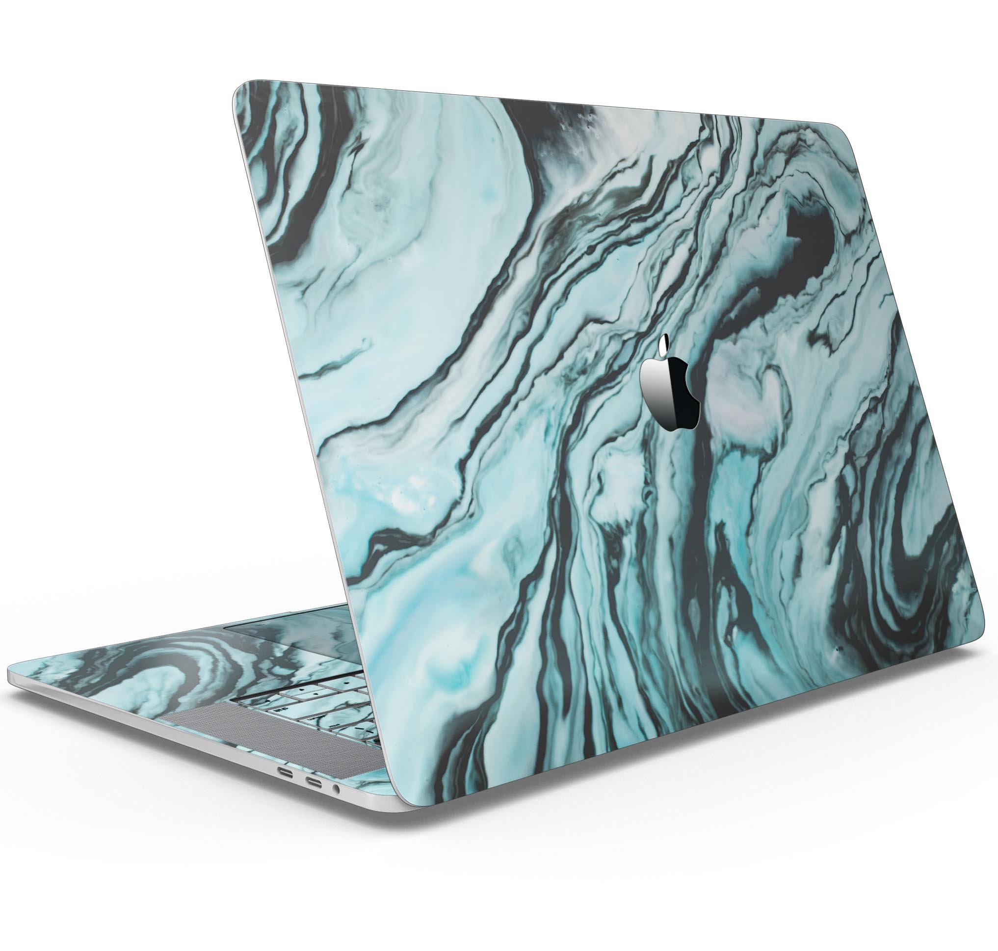 Modern Marble Aqua Mix V2 skin decal wrap kit for Apple MacBook, showcasing a stylish marble design with a soft-matte finish.