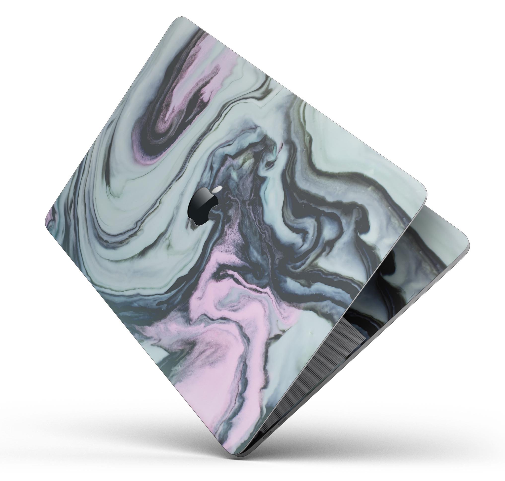 Modern Marble Aqua Mix V4 skin decal wrap kit for MacBook, showcasing a stylish marble design with a premium vinyl finish.