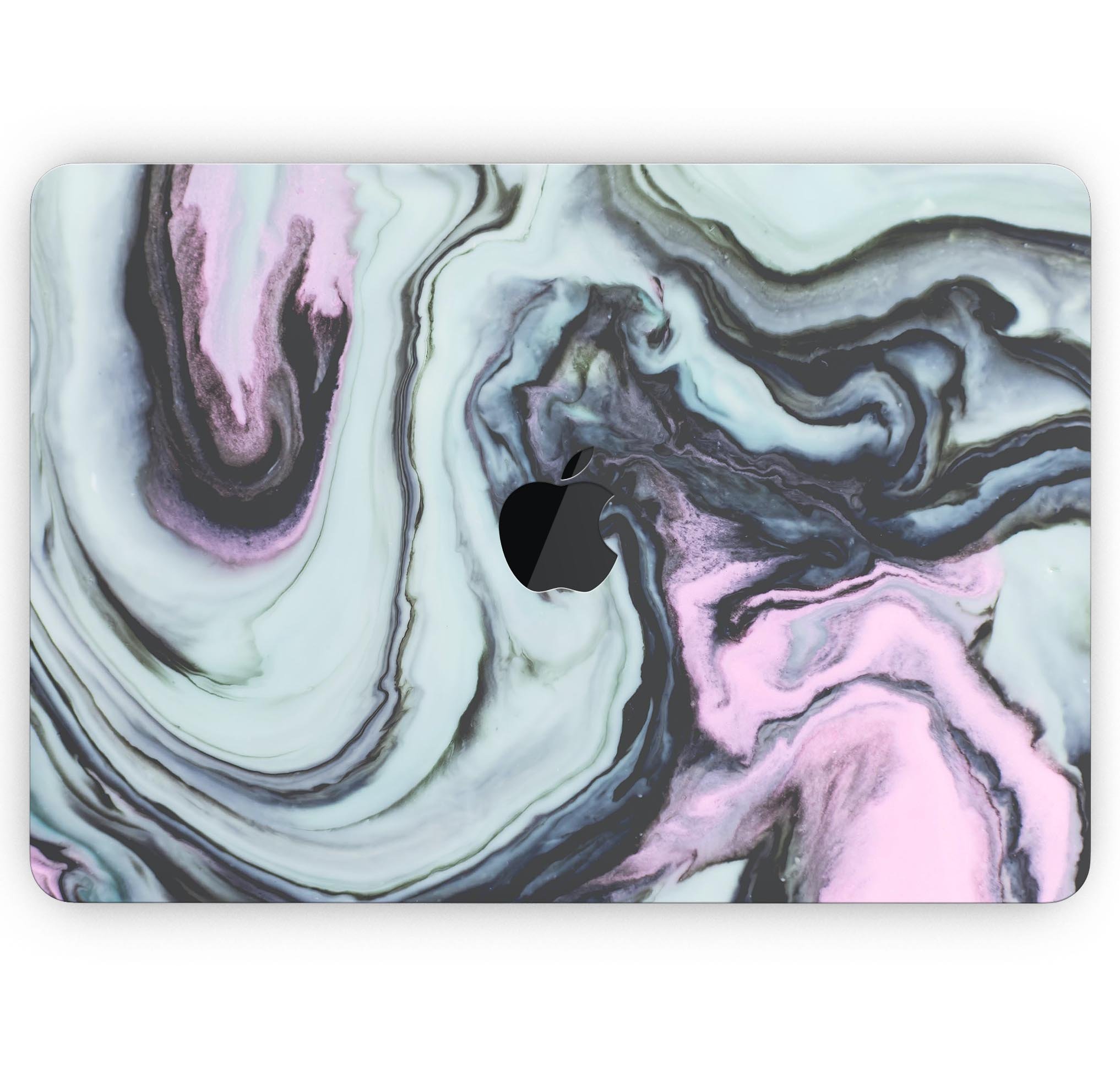 Modern Marble Aqua Mix V4 skin decal wrap kit for MacBook, showcasing a stylish marble design with a premium vinyl finish.