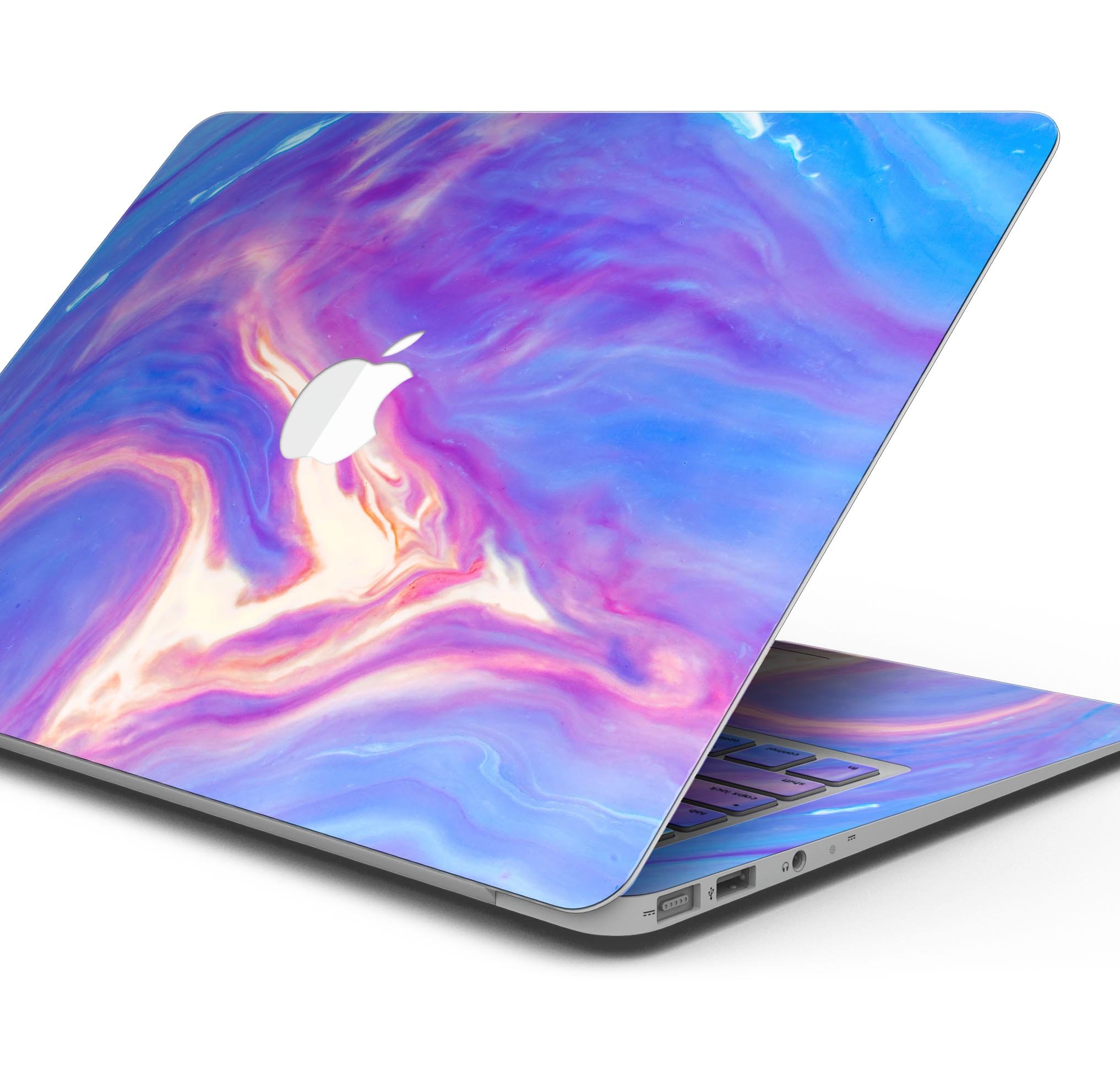 Modern Marble Blue Mix V1 skin decal wrap kit for MacBook, showcasing a stylish blue marble design with a premium vinyl finish.
