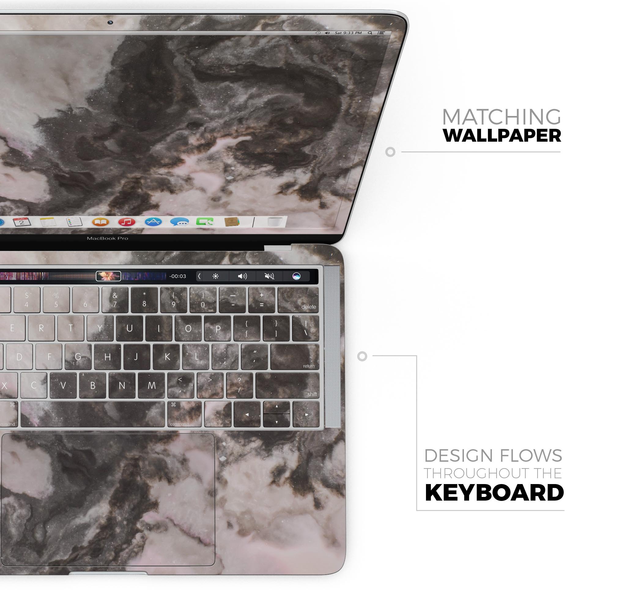 Modern Marble Coral Mix V1 skin decal wrap kit for MacBook, showcasing a stylish marble design with coral accents.