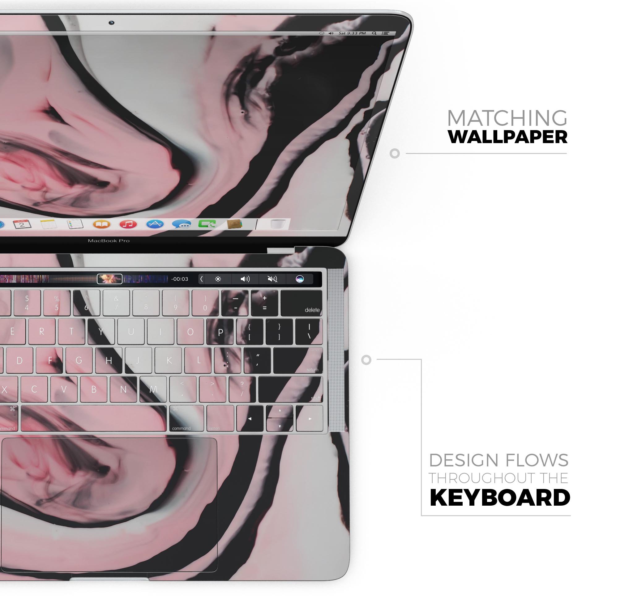 Modern Marble Coral Mix V4 skin decal wrap kit for MacBook, showcasing a stylish design with a premium vinyl finish.