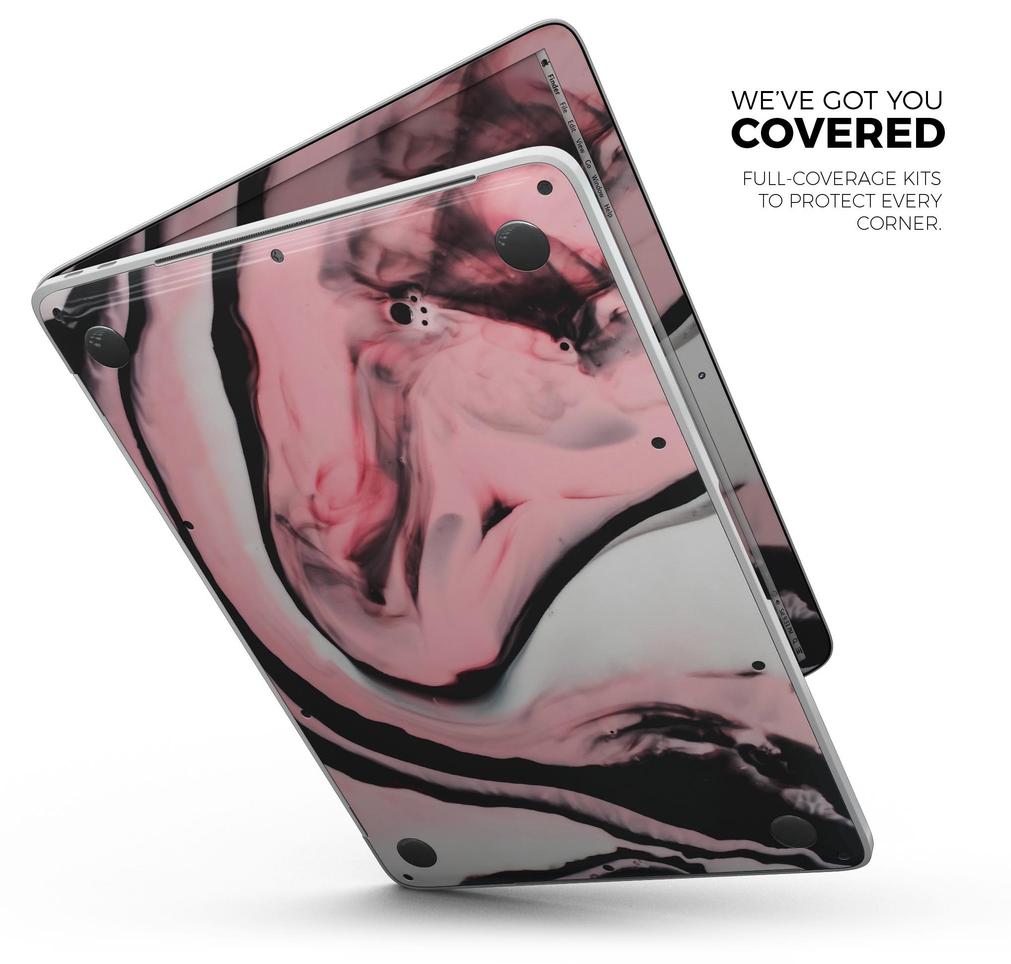 Modern Marble Coral Mix V4 skin decal wrap kit for MacBook, showcasing a stylish design with a premium vinyl finish.