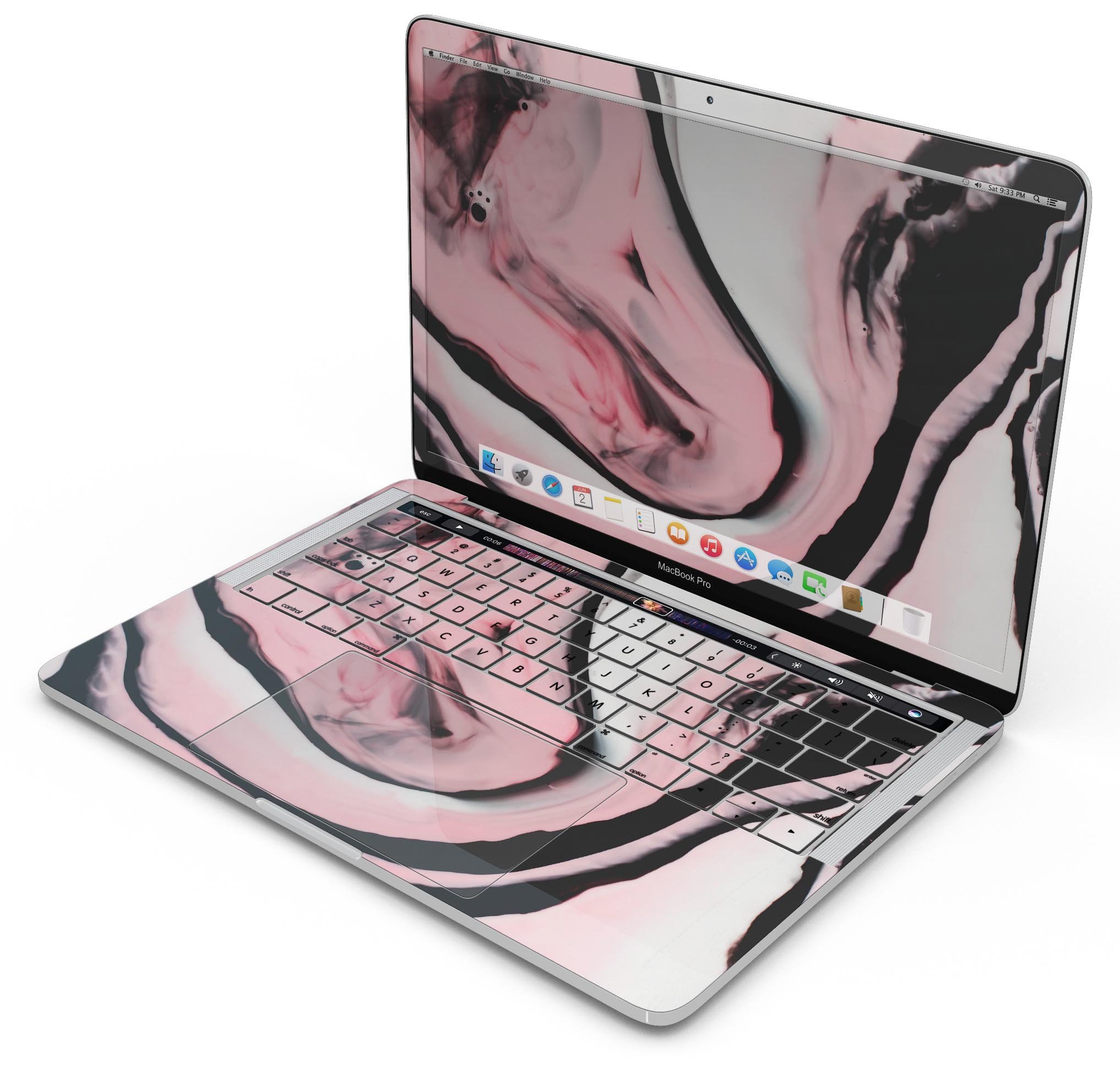 Modern Marble Coral Mix V4 skin decal wrap kit for MacBook, showcasing a stylish design with a premium vinyl finish.