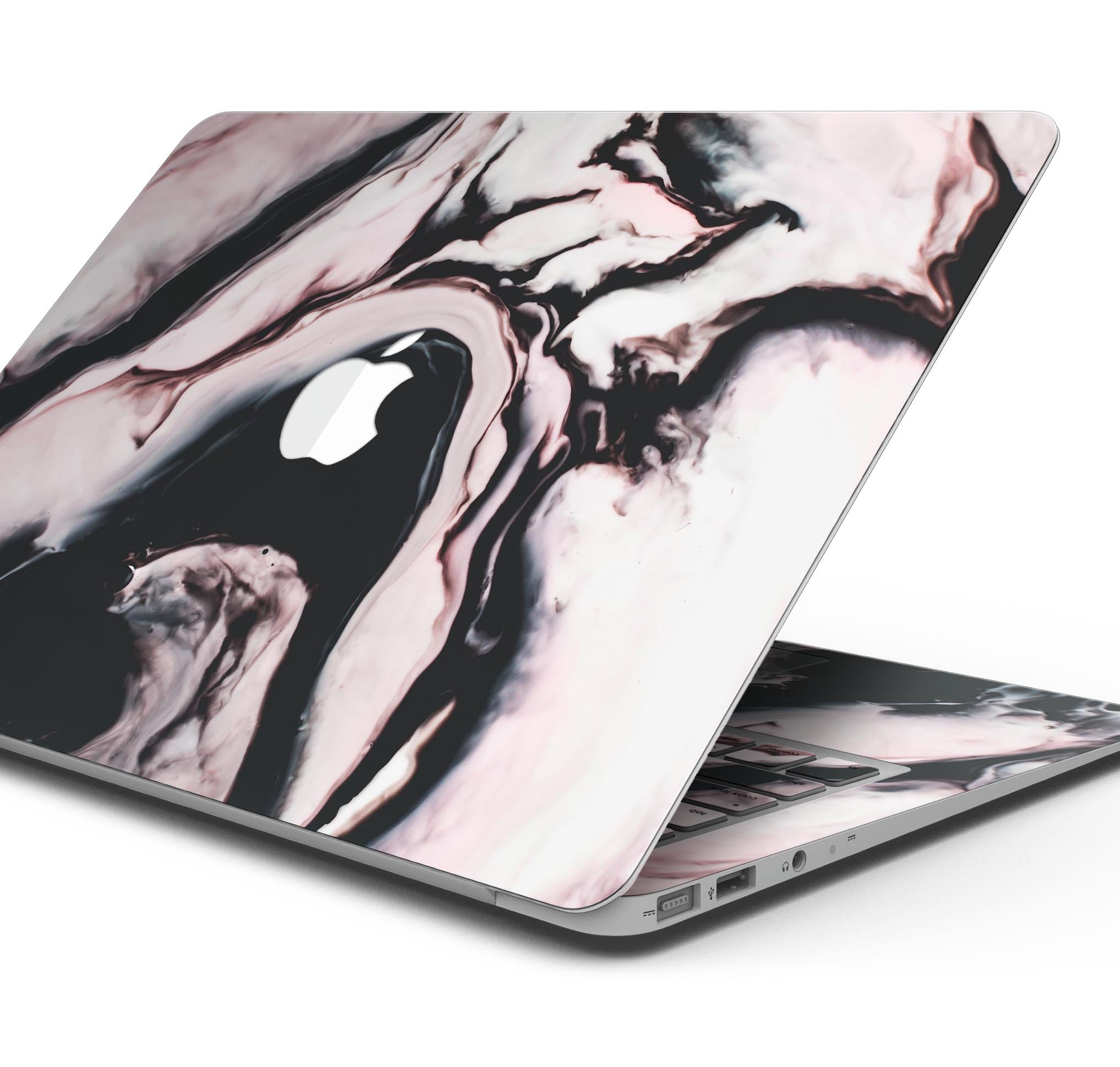 Modern Marble Coral Mix V5 skin decal wrap kit for MacBook, showcasing vibrant colors and a sleek design.