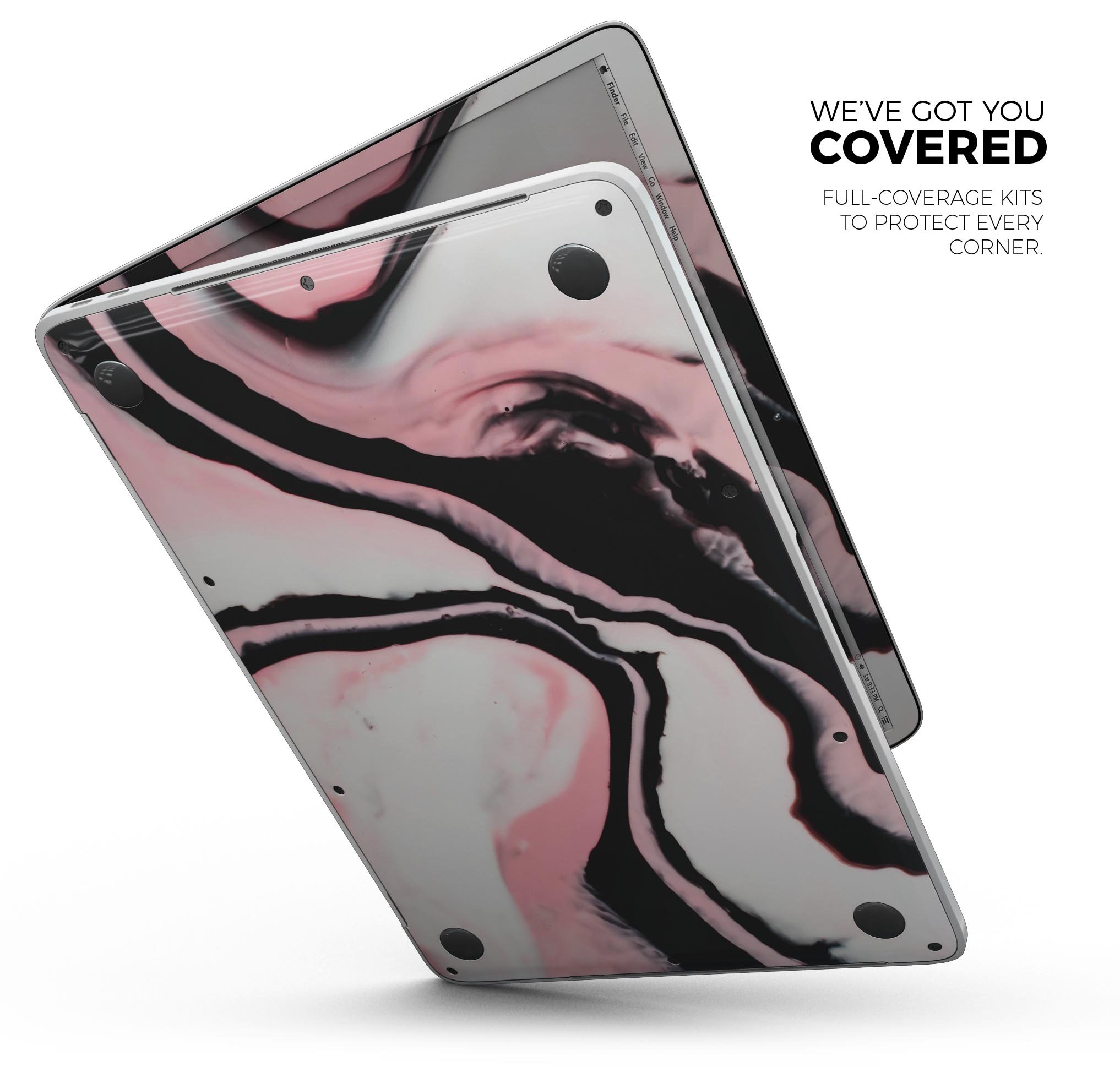 Modern Marble Coral Mix V6 skin decal wrap kit for MacBook, showcasing a stylish marble design with a soft-matte finish.