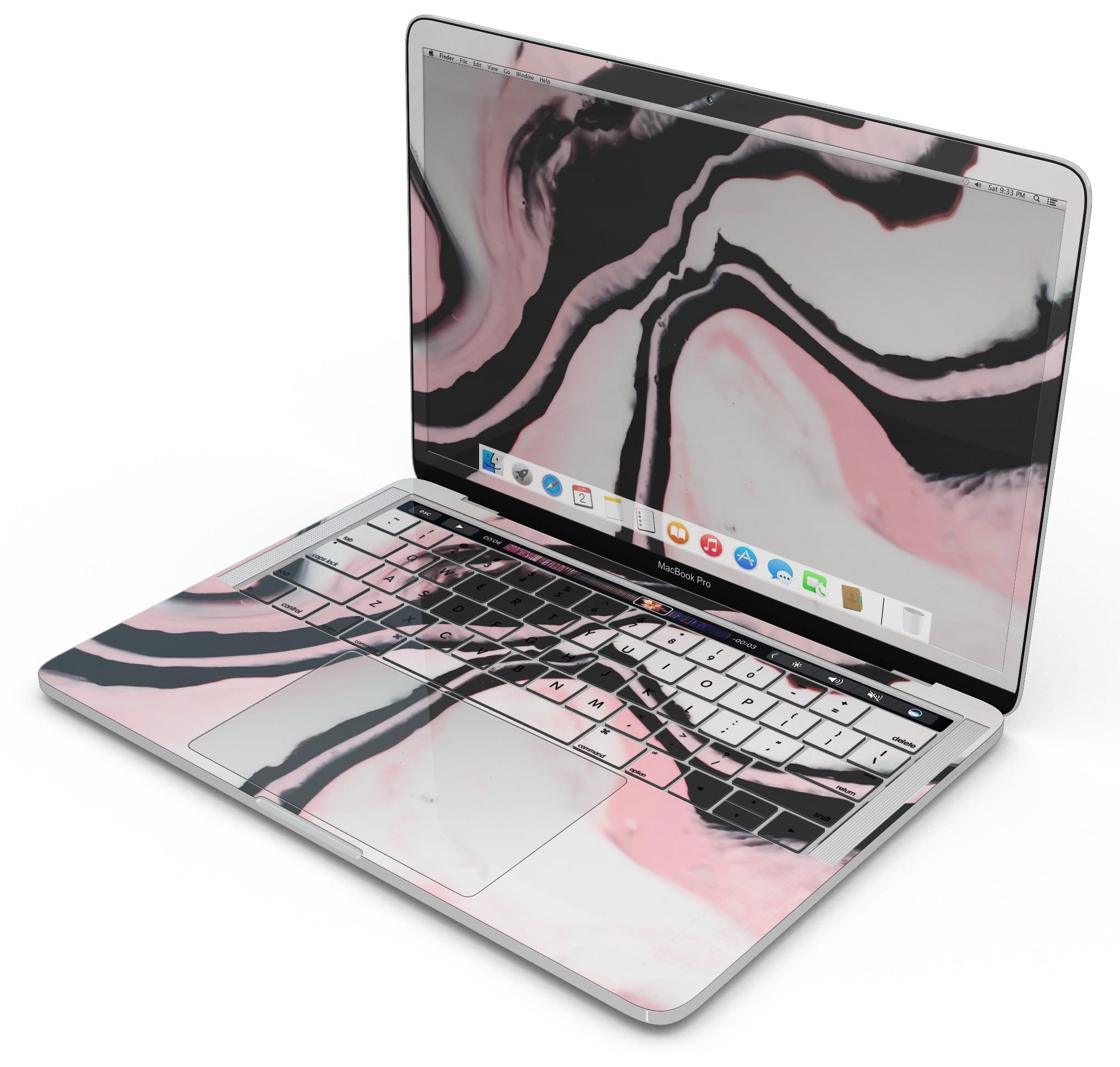Modern Marble Coral Mix V6 skin decal wrap kit for MacBook, showcasing a stylish marble design with a soft-matte finish.