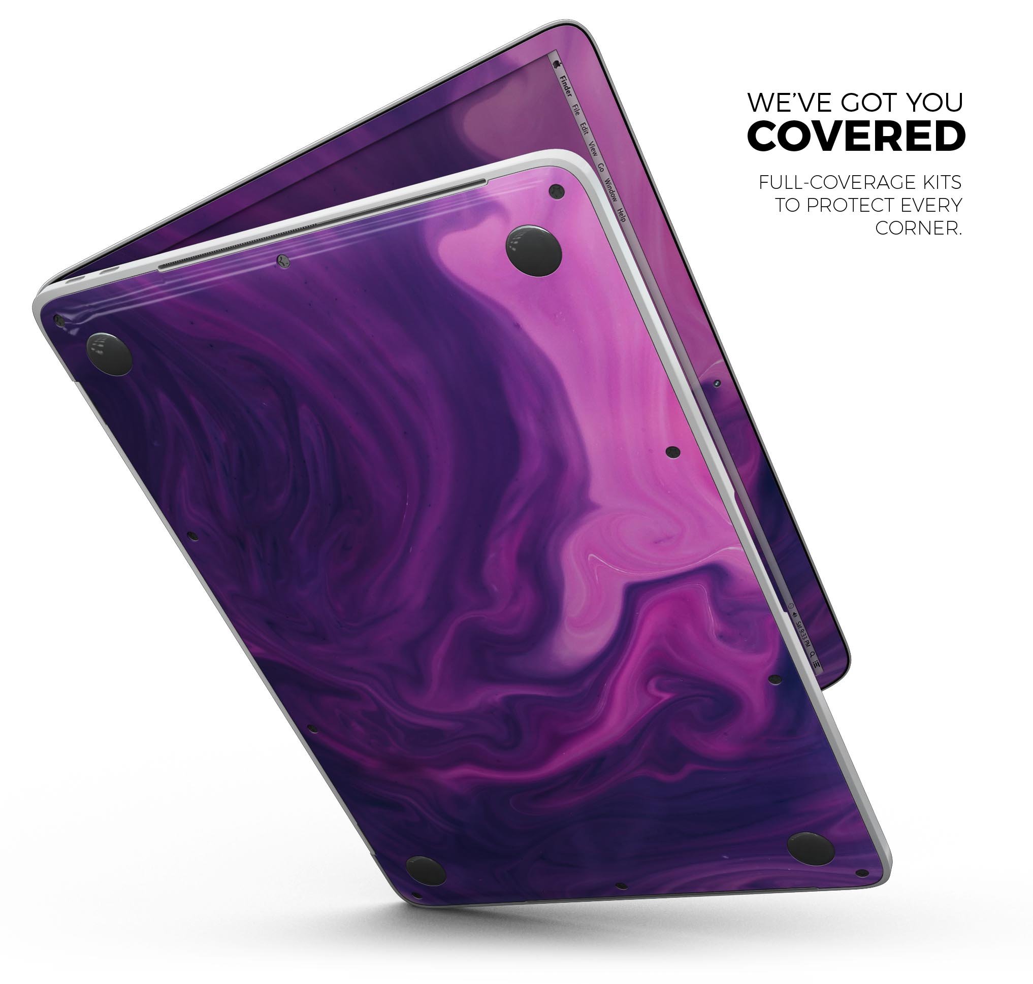 Modern Marble Purple Mix V3 skin decal wrap kit for MacBook, showcasing a stylish purple marble design with a premium vinyl finish.