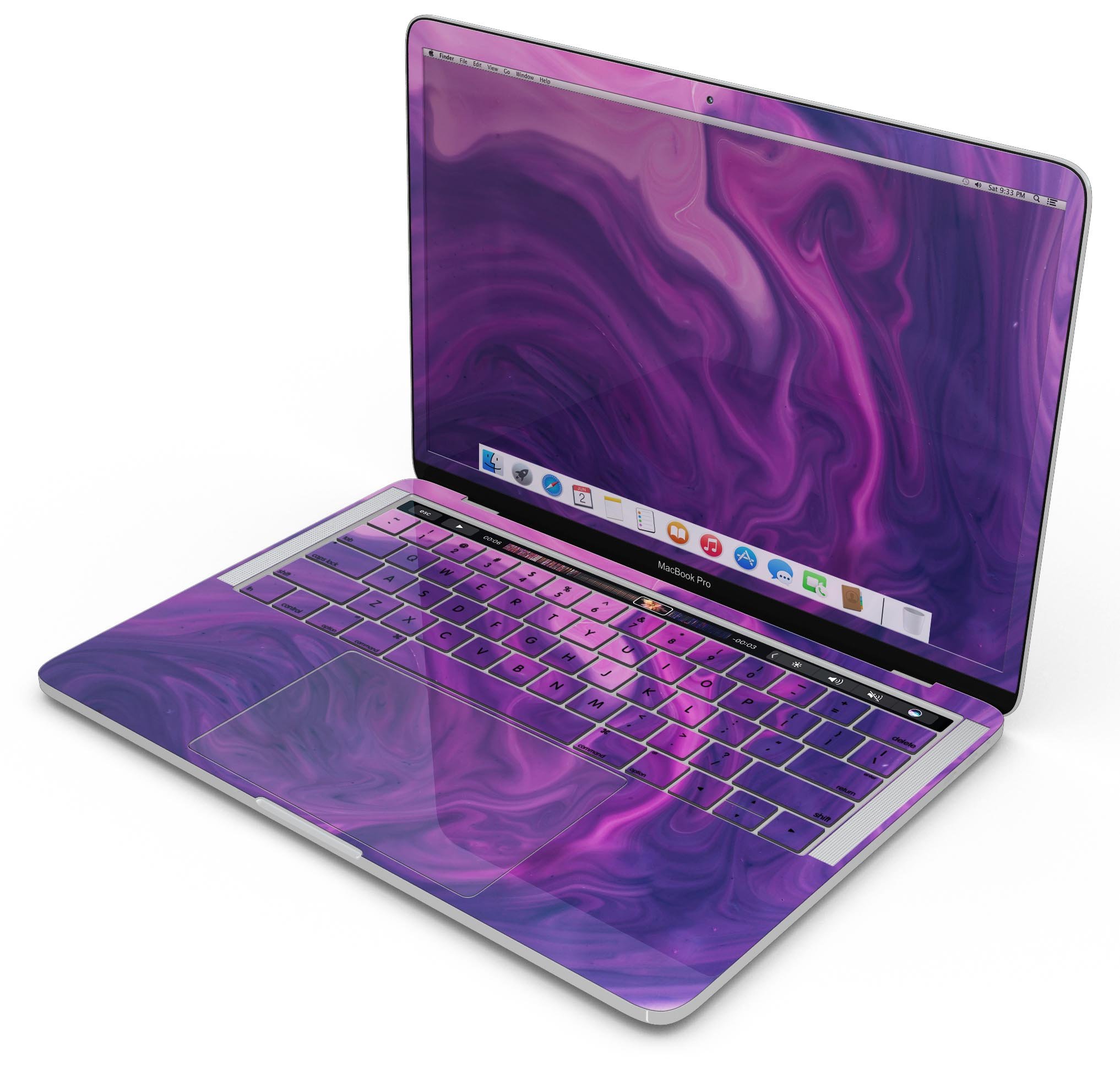 Modern Marble Purple Mix V3 skin decal wrap kit for MacBook, showcasing a stylish purple marble design with a premium vinyl finish.