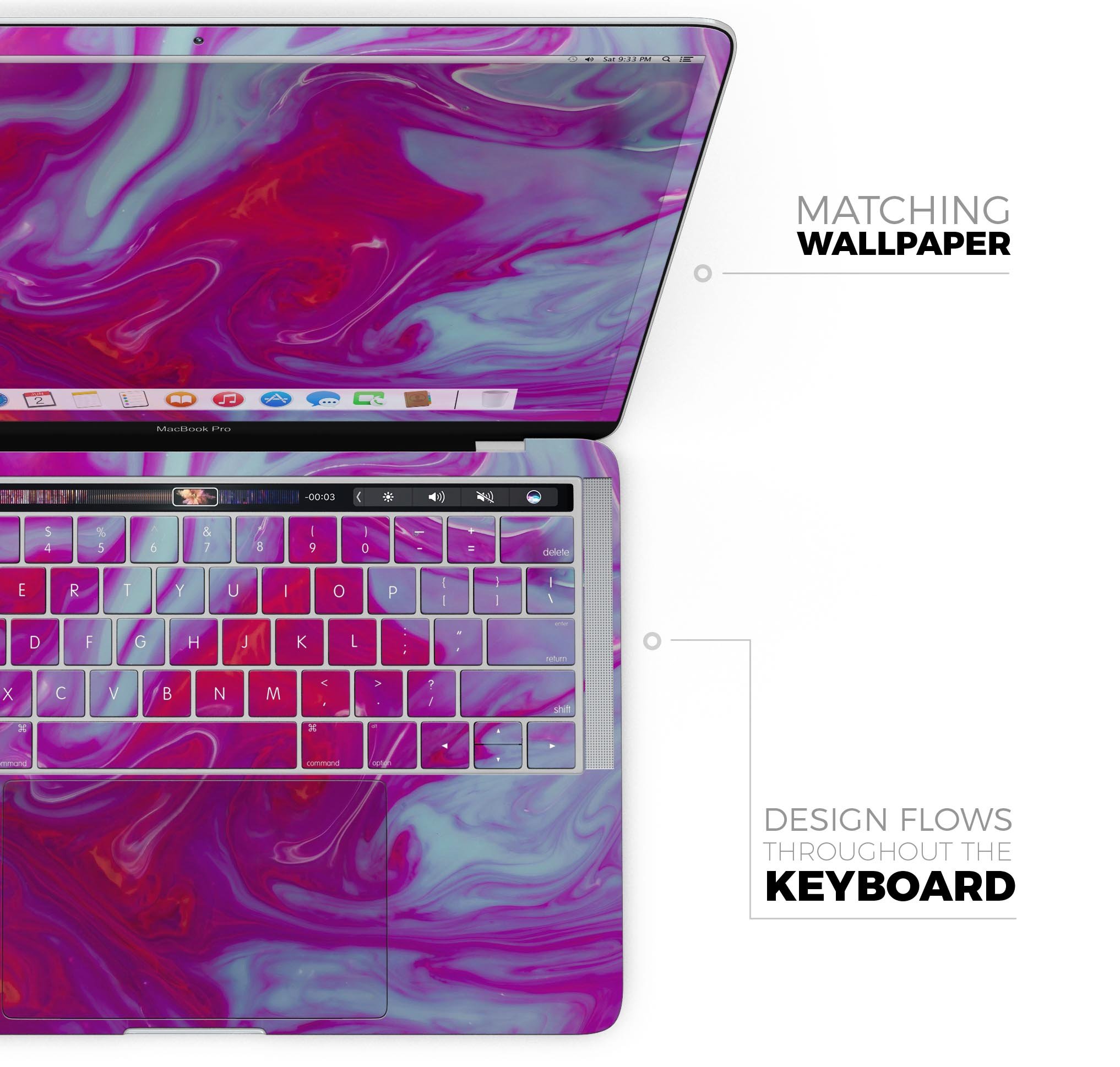 Modern Marble Purple Mix V5 skin decal wrap kit for Apple MacBook, showcasing a vibrant purple marble design with a soft-matte finish.